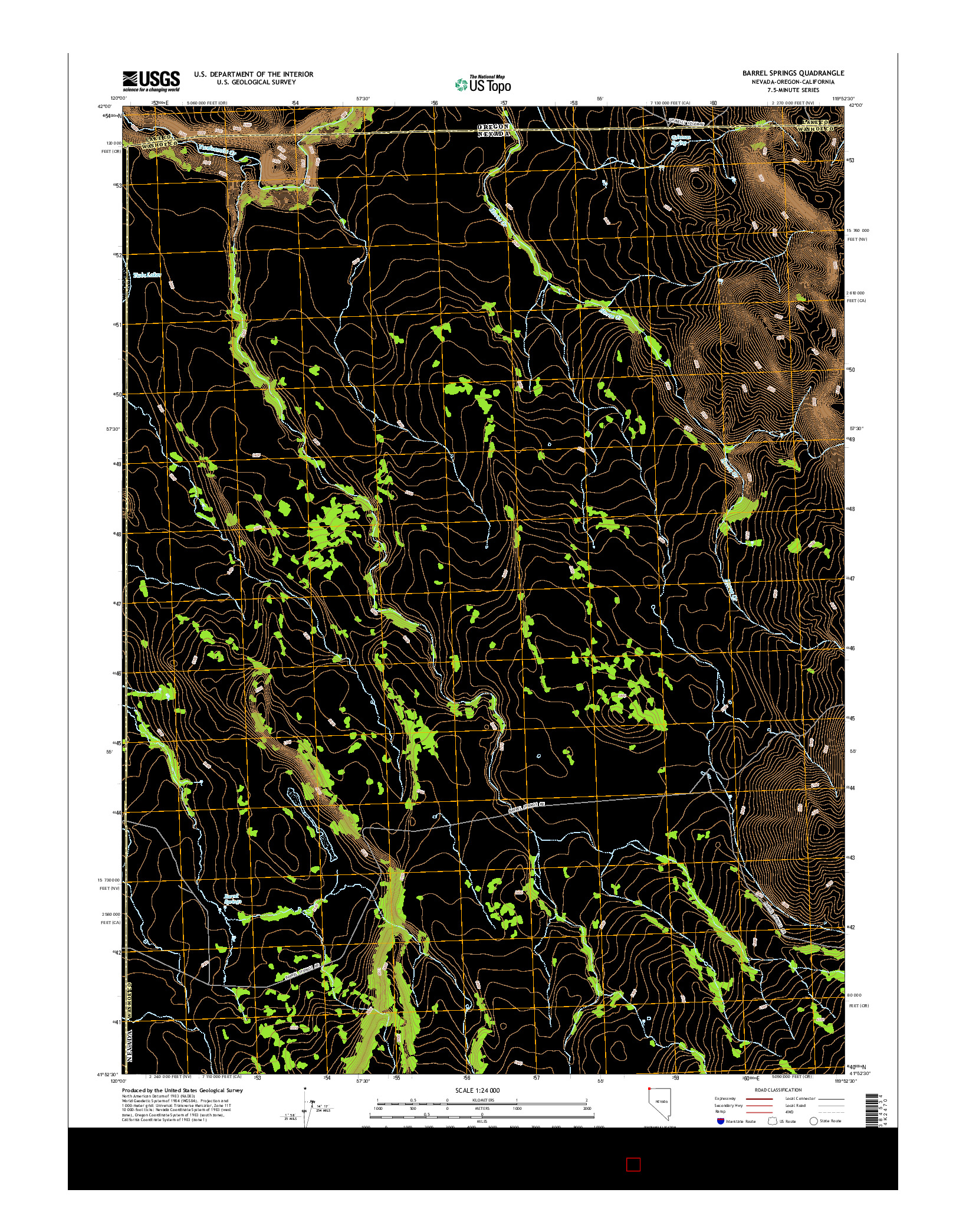 USGS US TOPO 7.5-MINUTE MAP FOR BARREL SPRINGS, NV-OR-CA 2015