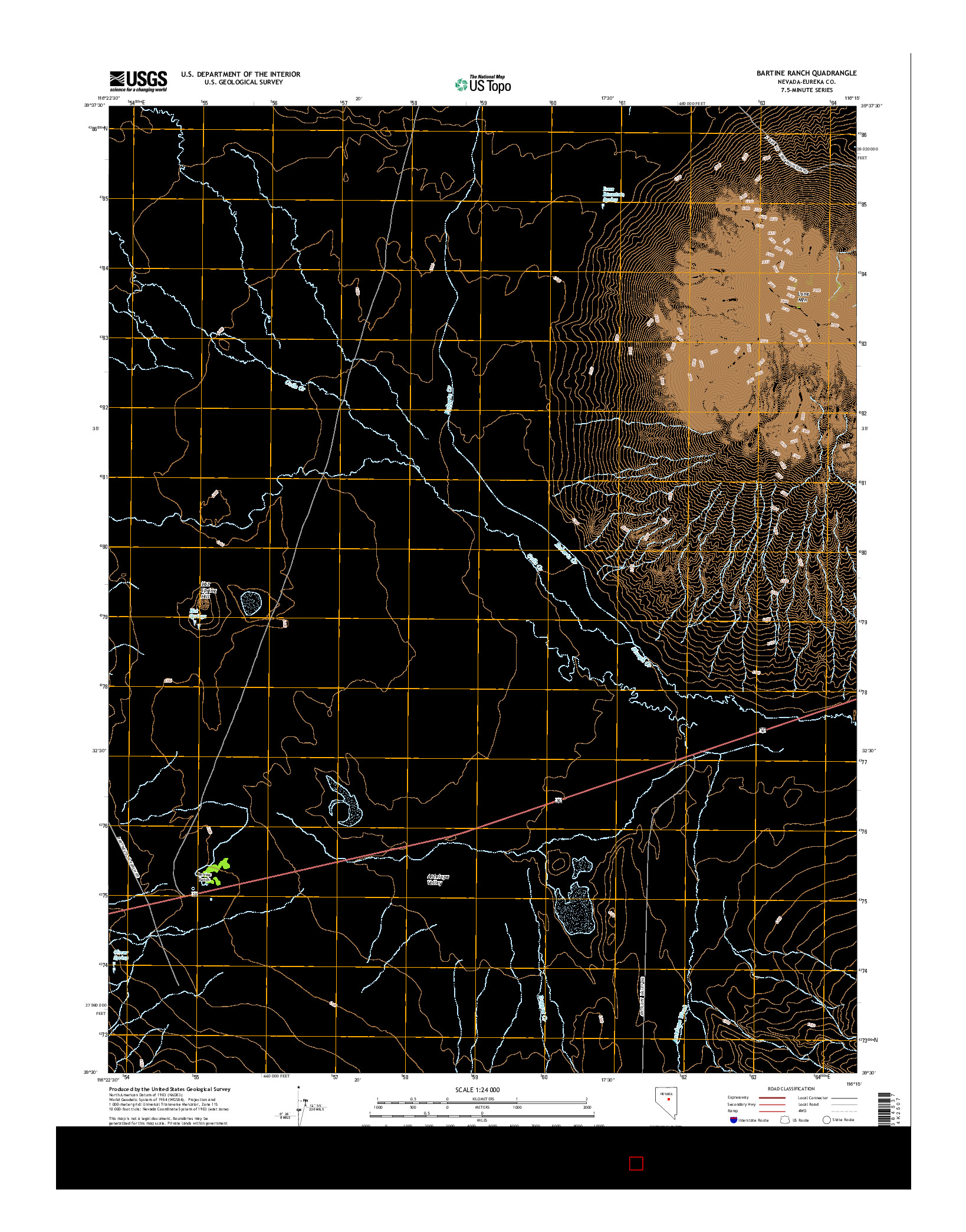 USGS US TOPO 7.5-MINUTE MAP FOR BARTINE RANCH, NV 2015