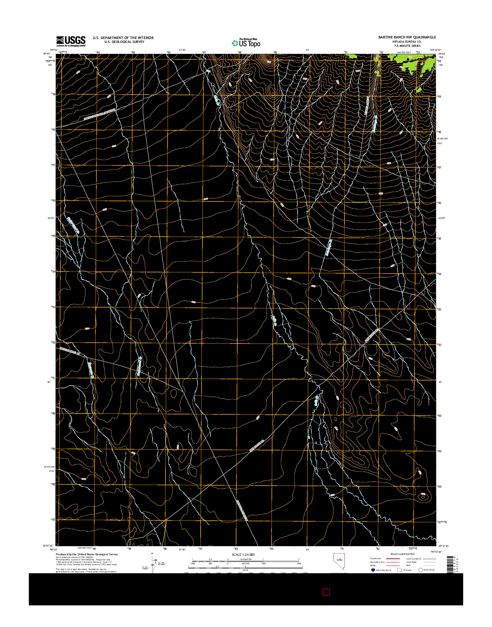 USGS US TOPO 7.5-MINUTE MAP FOR BARTINE RANCH NW, NV 2015