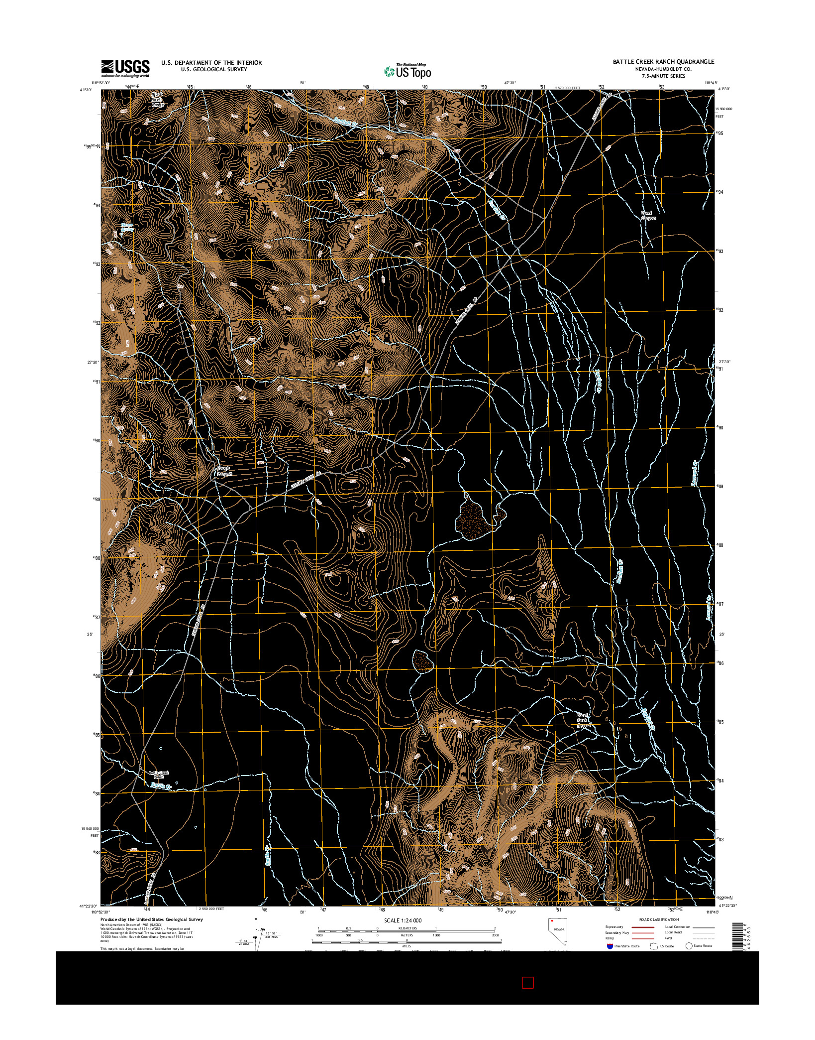 USGS US TOPO 7.5-MINUTE MAP FOR BATTLE CREEK RANCH, NV 2015