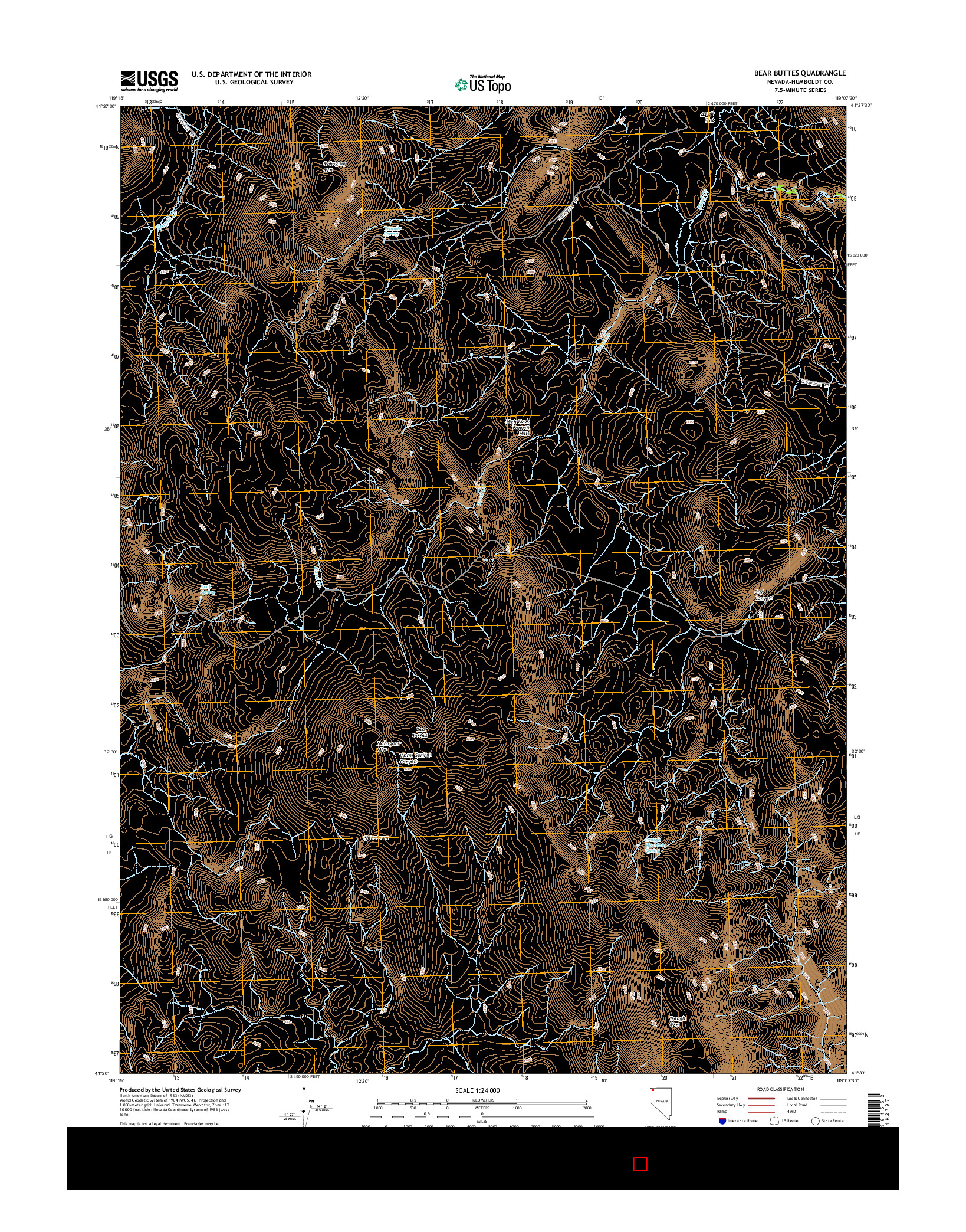 USGS US TOPO 7.5-MINUTE MAP FOR BEAR BUTTES, NV 2015