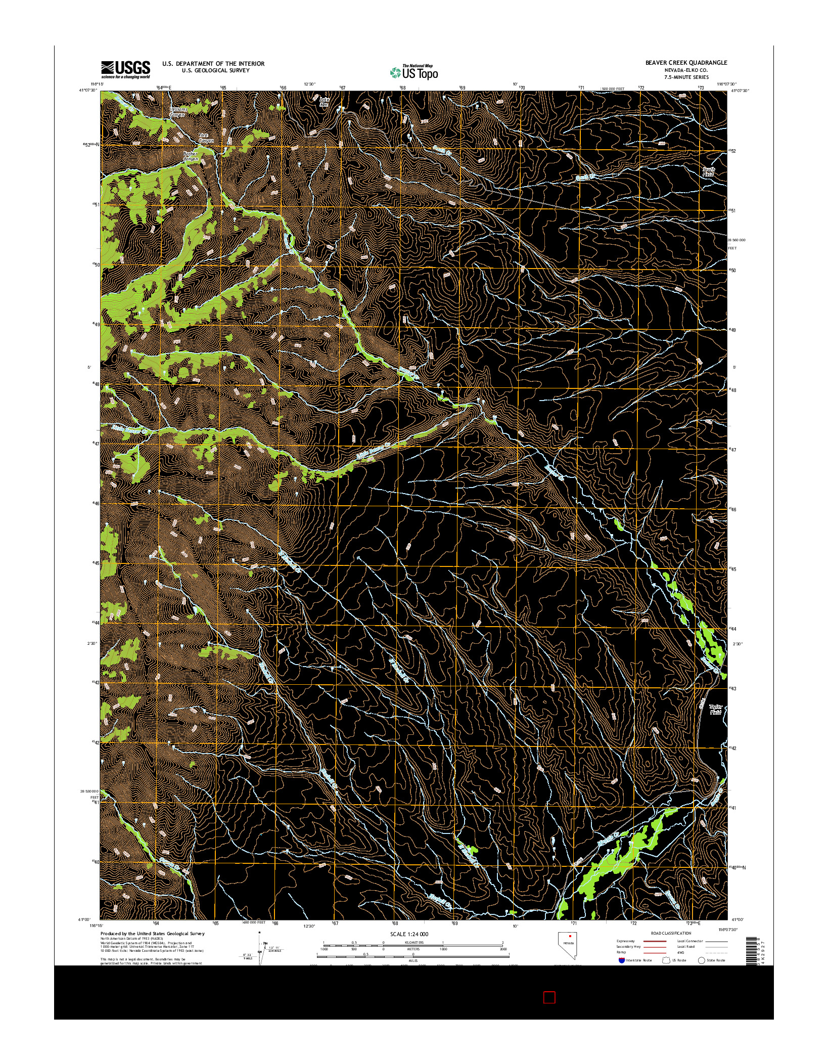 USGS US TOPO 7.5-MINUTE MAP FOR BEAVER CREEK, NV 2015
