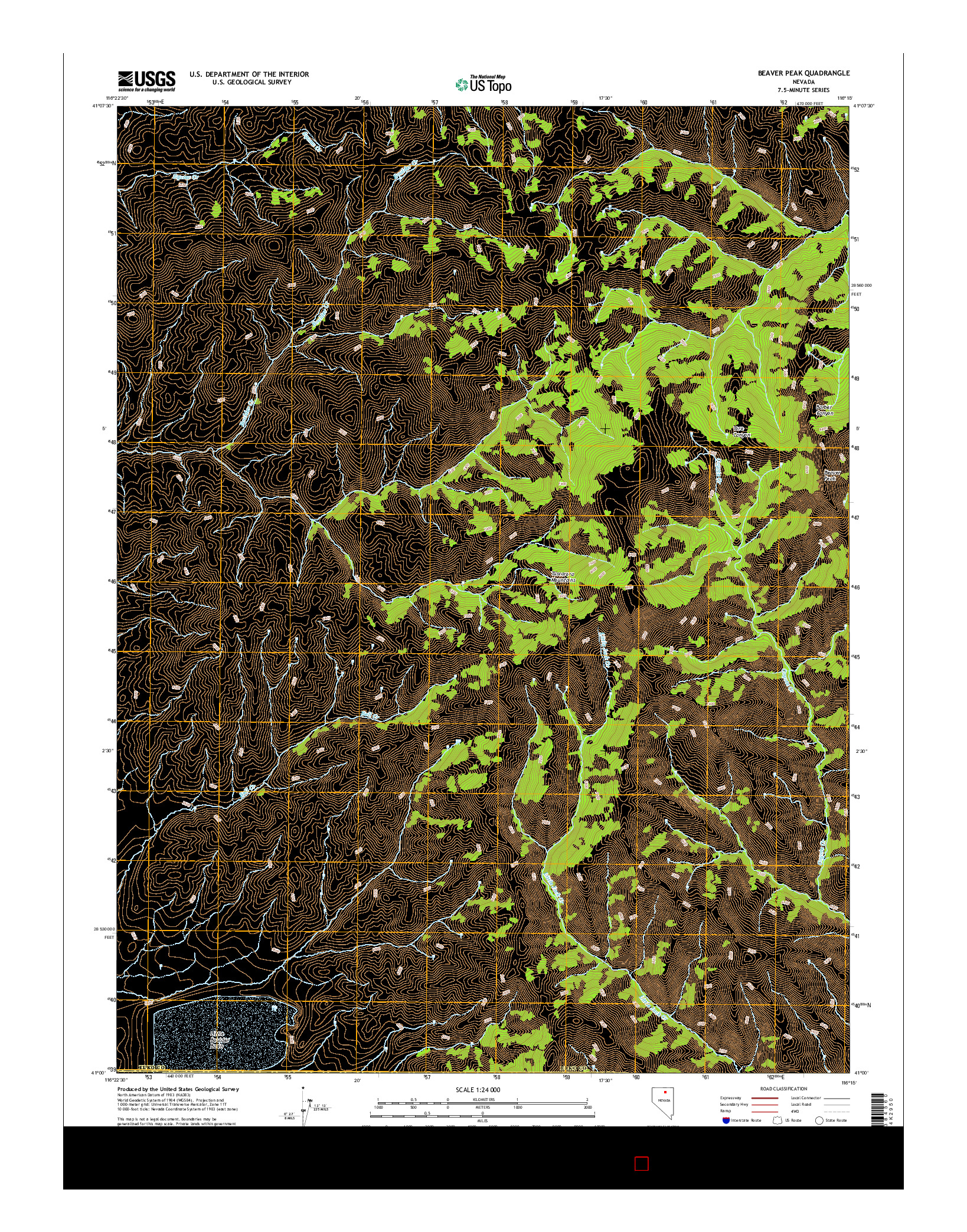 USGS US TOPO 7.5-MINUTE MAP FOR BEAVER PEAK, NV 2015