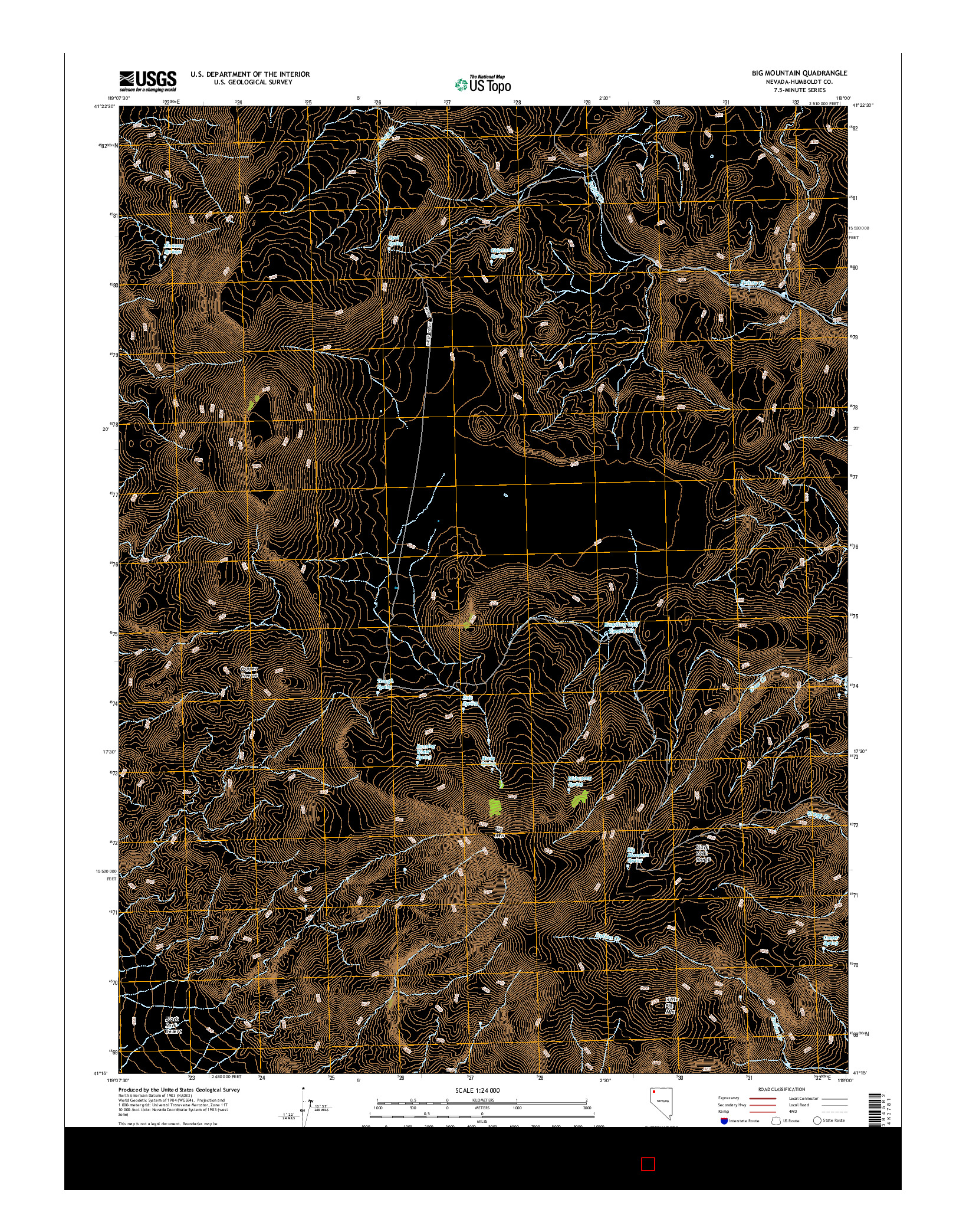 USGS US TOPO 7.5-MINUTE MAP FOR BIG MOUNTAIN, NV 2015
