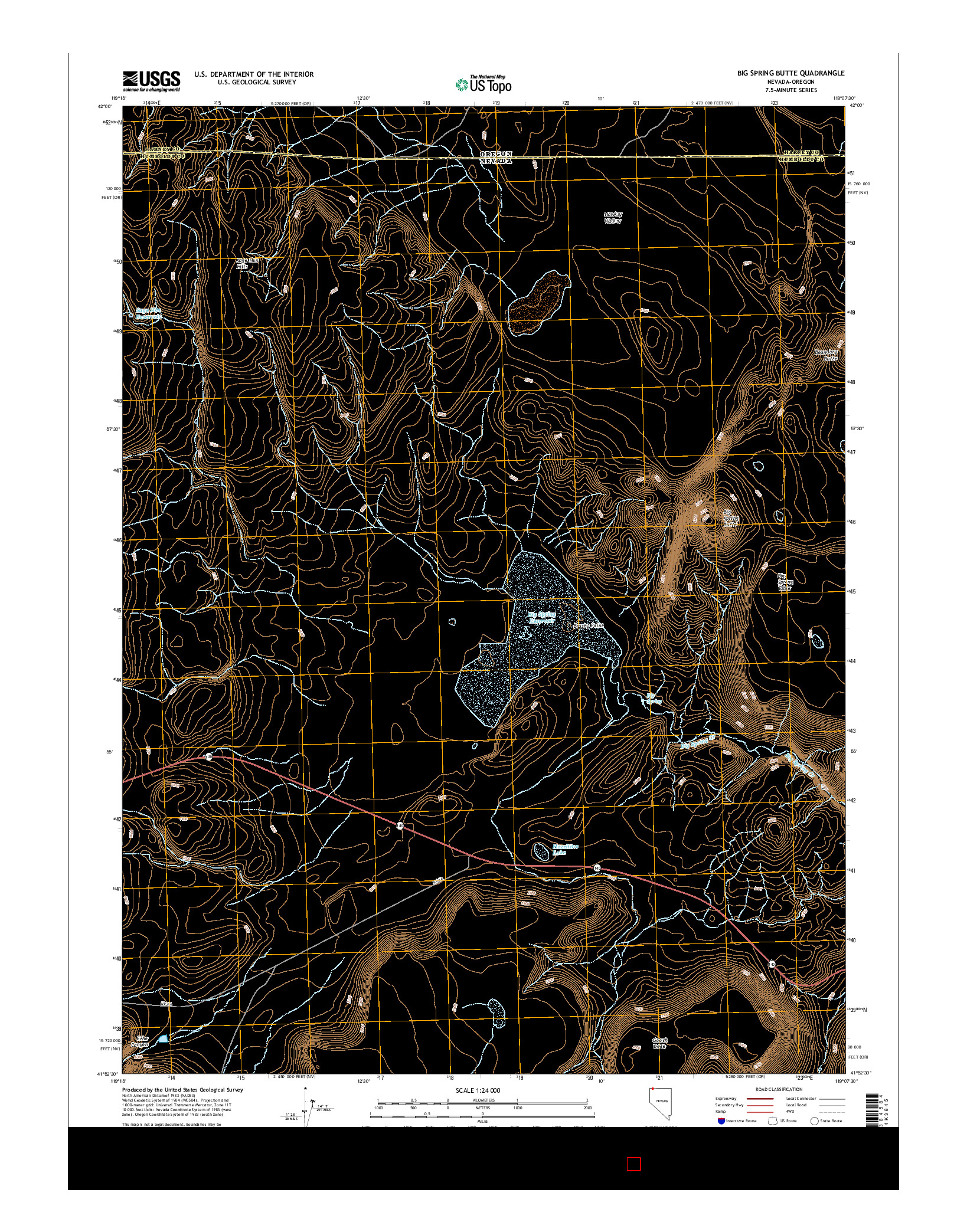 USGS US TOPO 7.5-MINUTE MAP FOR BIG SPRING BUTTE, NV-OR 2015