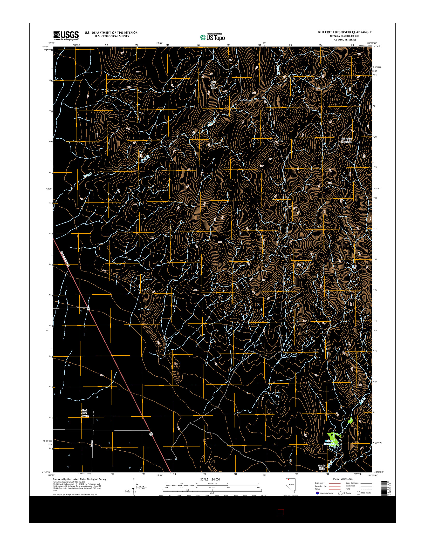 USGS US TOPO 7.5-MINUTE MAP FOR BILK CREEK RESERVOIR, NV 2015
