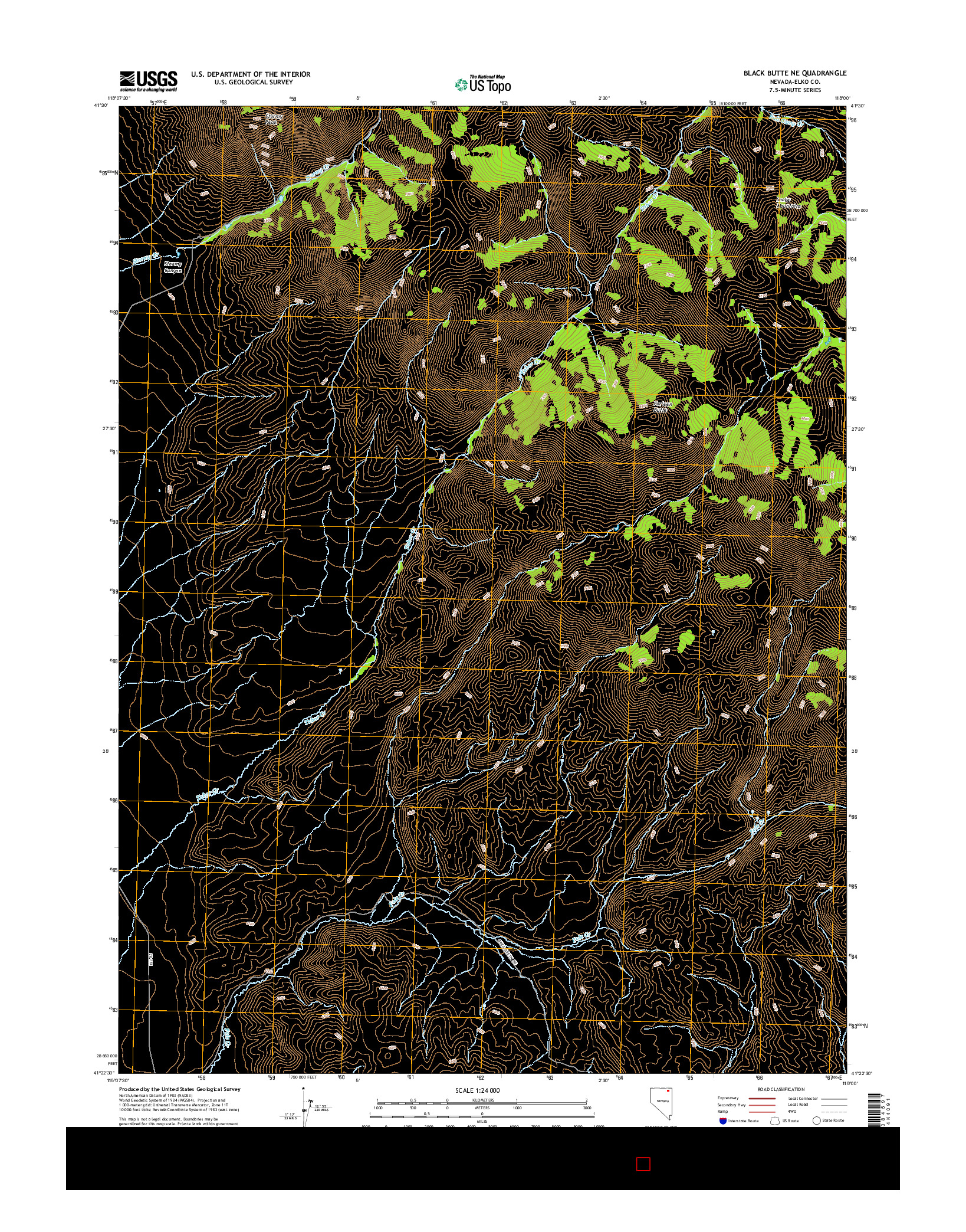 USGS US TOPO 7.5-MINUTE MAP FOR BLACK BUTTE NE, NV 2015