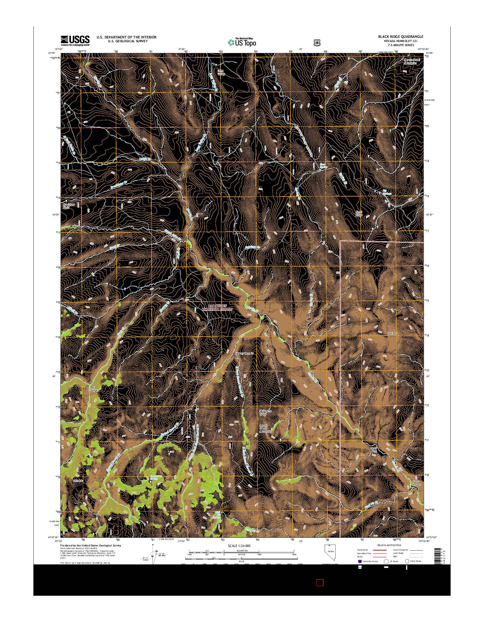 USGS US TOPO 7.5-MINUTE MAP FOR BLACK RIDGE, NV 2015