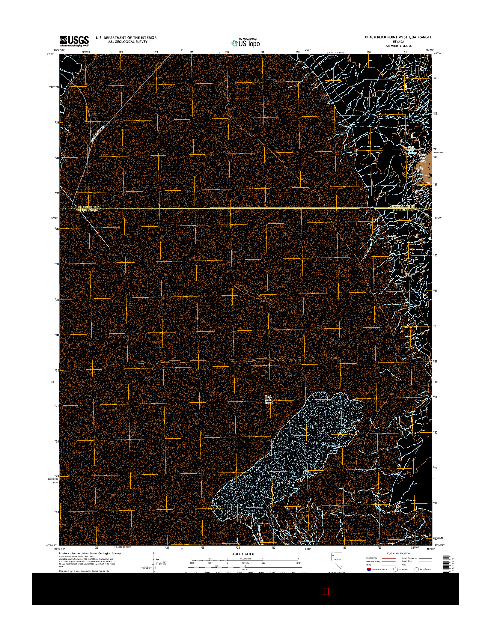 USGS US TOPO 7.5-MINUTE MAP FOR BLACK ROCK POINT WEST, NV 2015