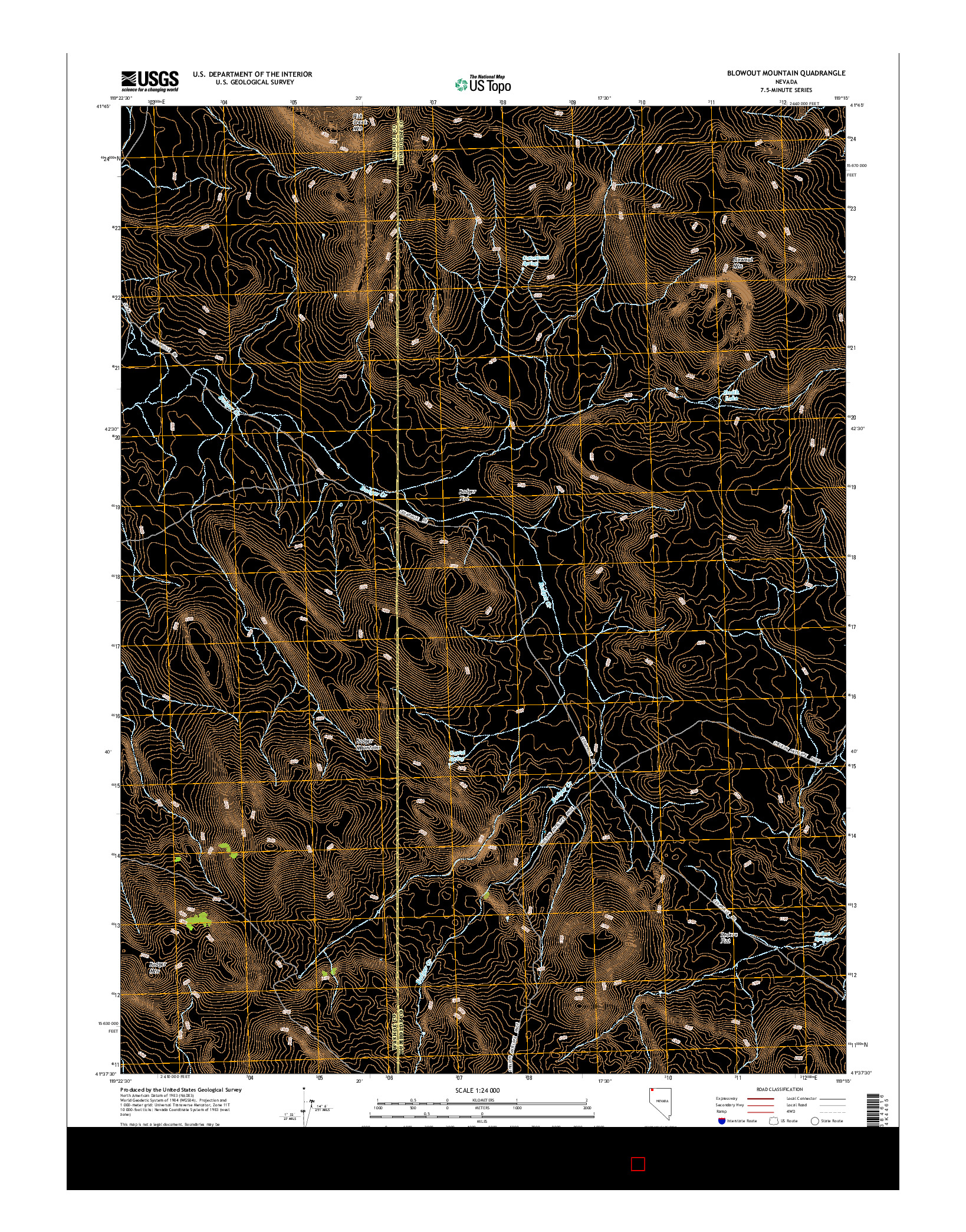 USGS US TOPO 7.5-MINUTE MAP FOR BLOWOUT MOUNTAIN, NV 2015