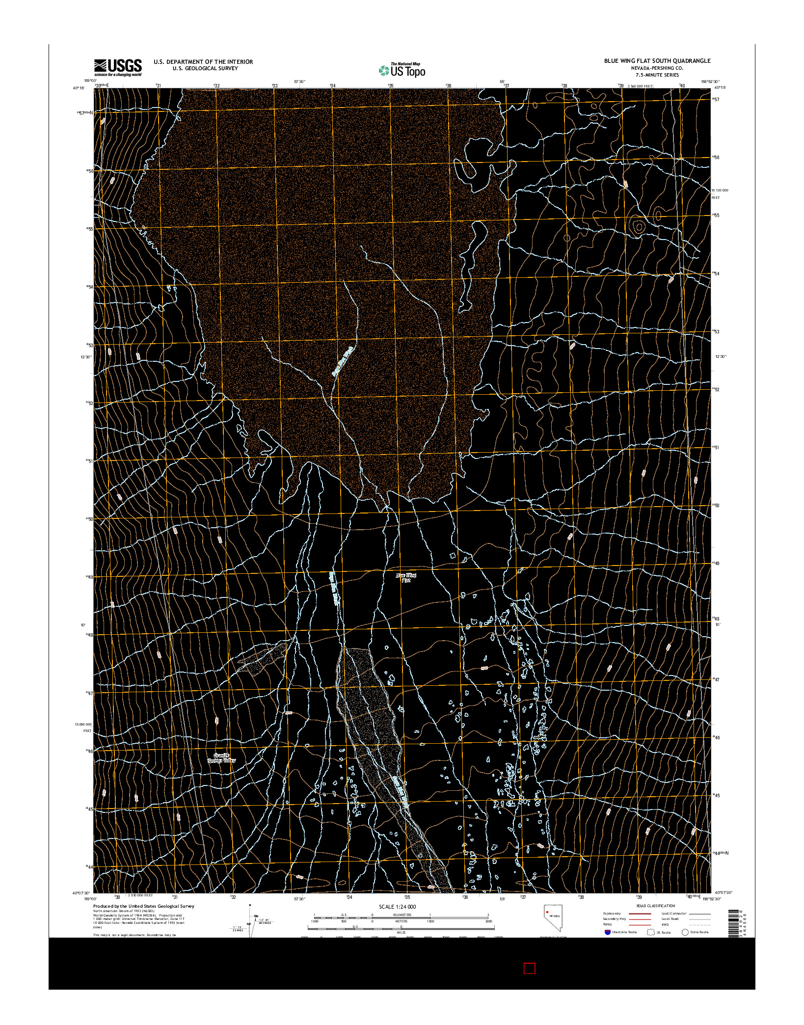 USGS US TOPO 7.5-MINUTE MAP FOR BLUE WING FLAT SOUTH, NV 2015