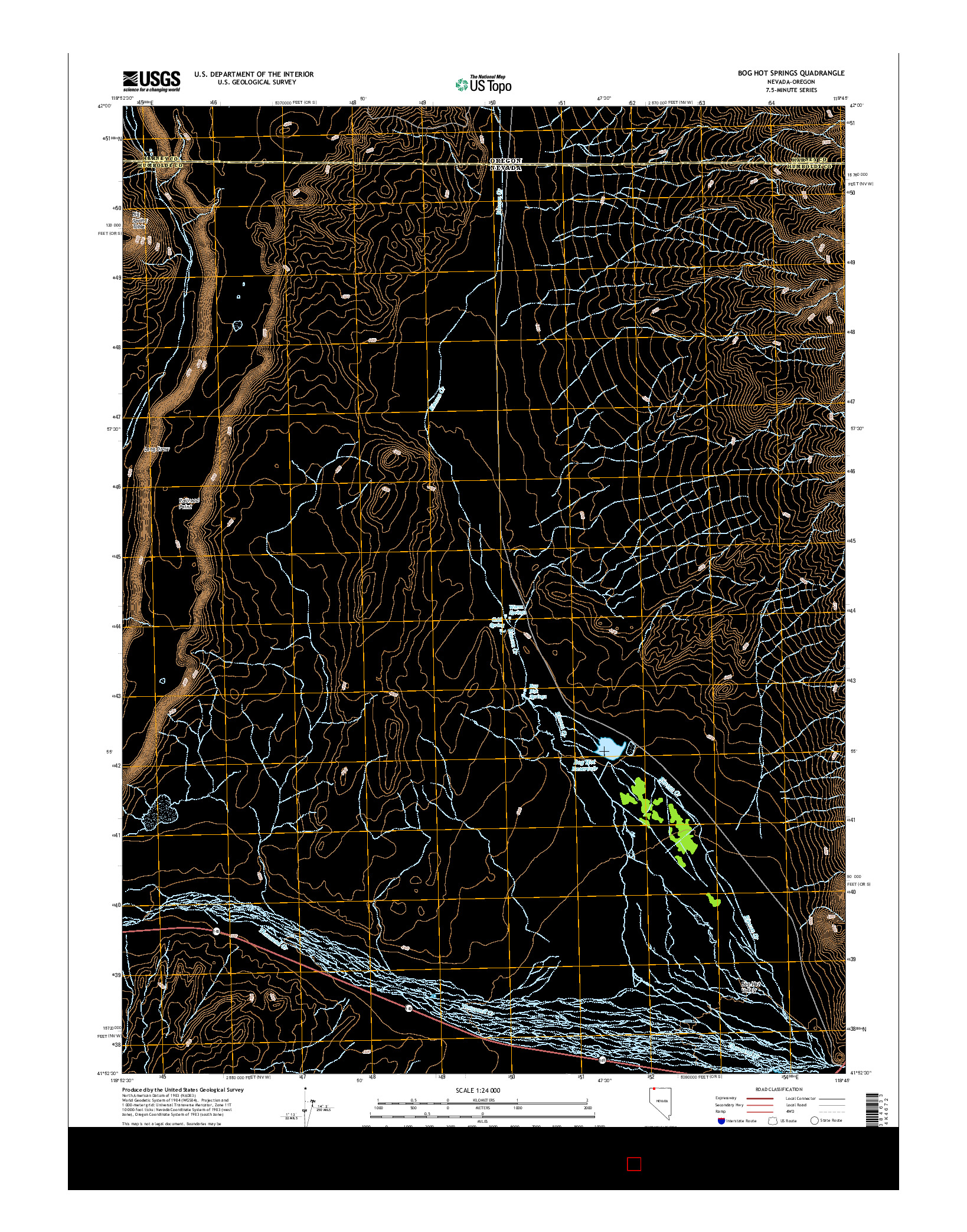 USGS US TOPO 7.5-MINUTE MAP FOR BOG HOT SPRINGS, NV-OR 2015
