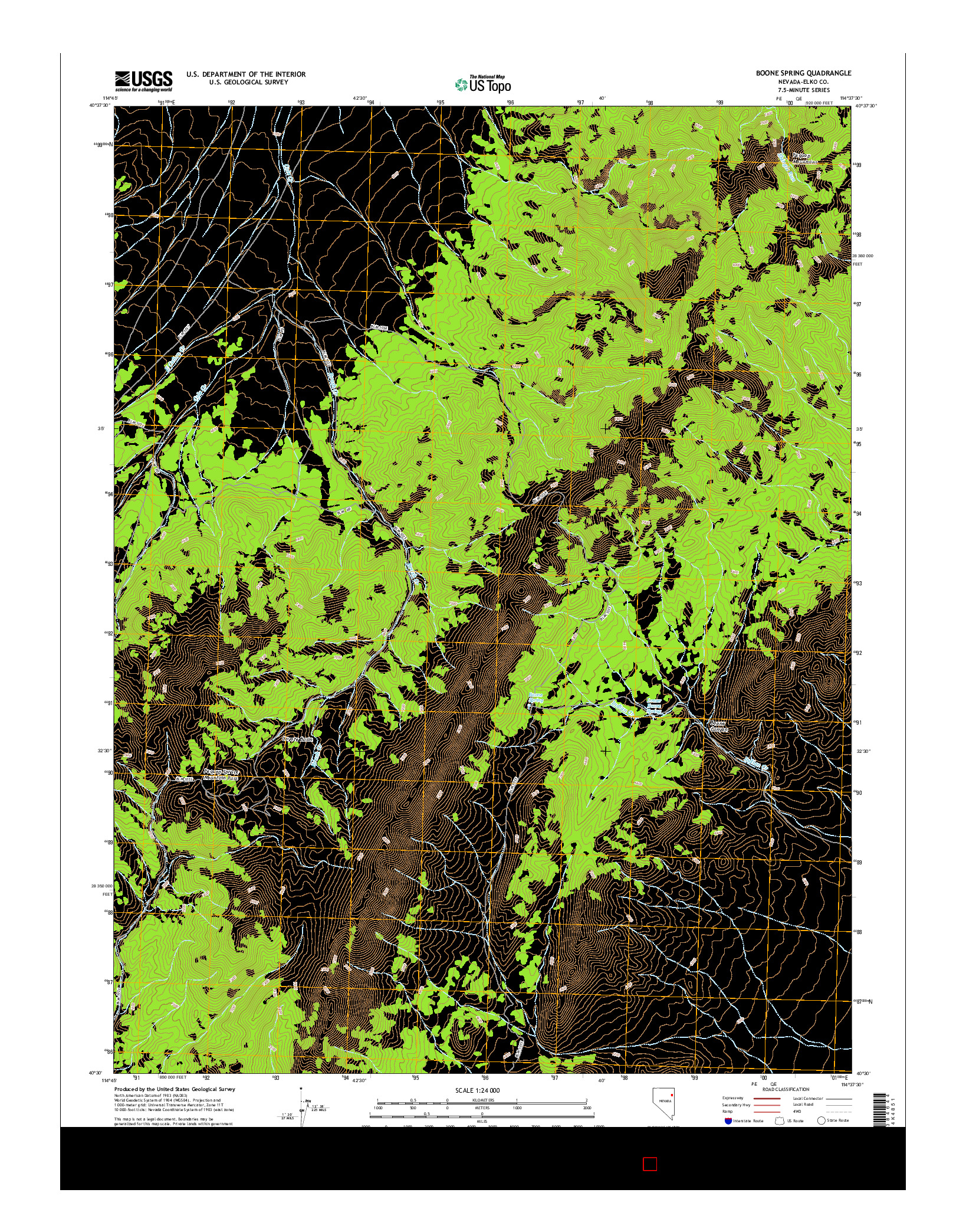 USGS US TOPO 7.5-MINUTE MAP FOR BOONE SPRING, NV 2015