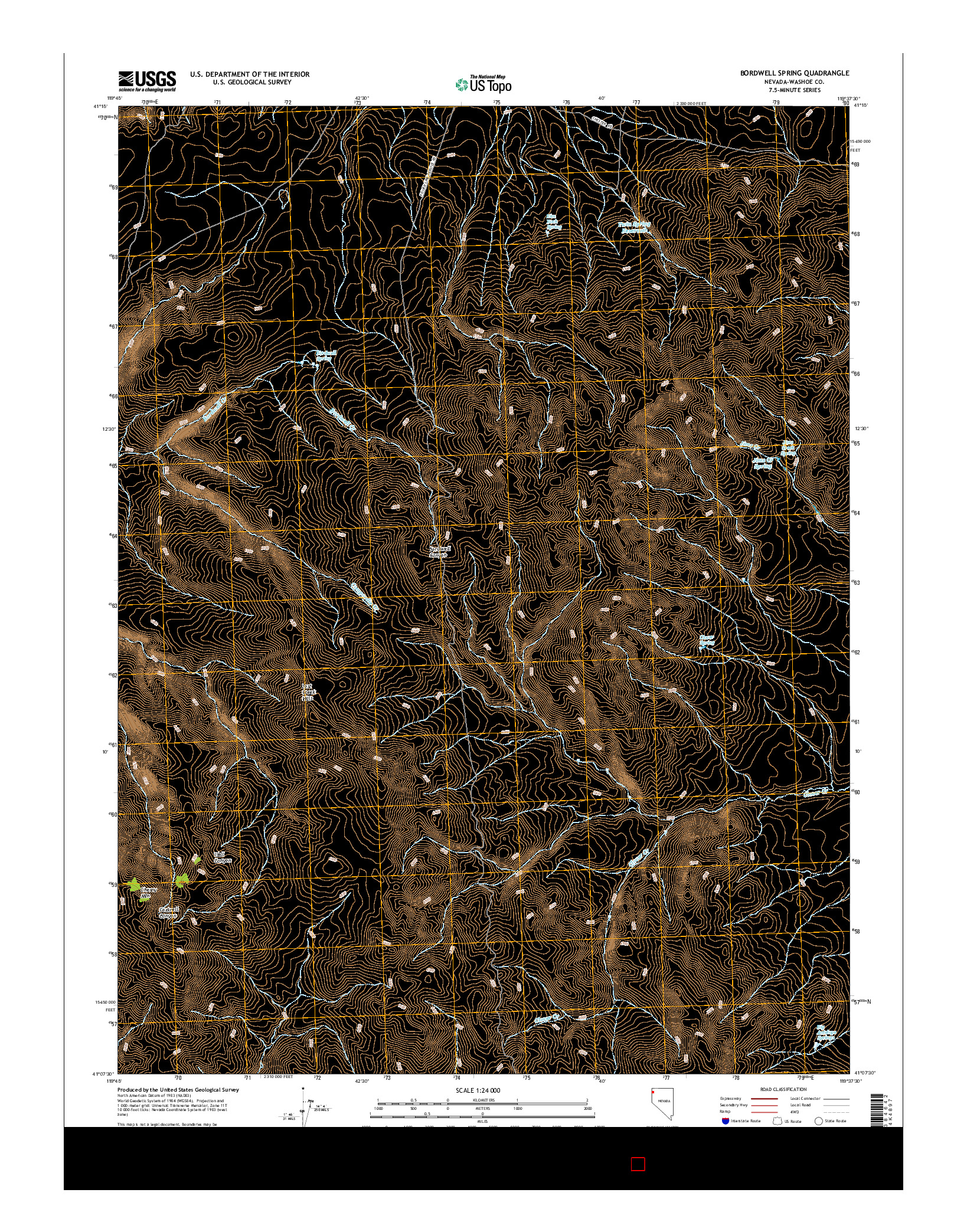 USGS US TOPO 7.5-MINUTE MAP FOR BORDWELL SPRING, NV 2015
