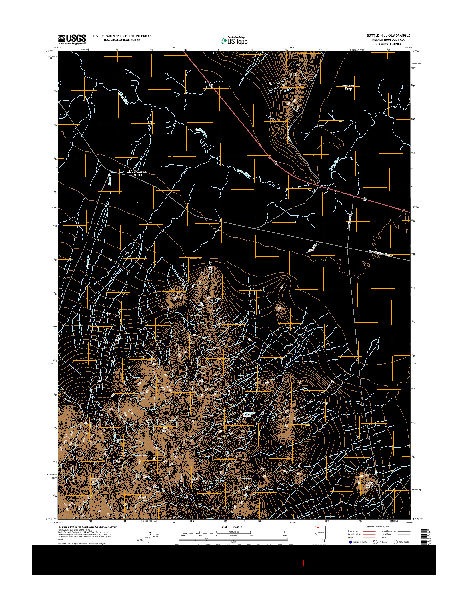 USGS US TOPO 7.5-MINUTE MAP FOR BOTTLE HILL, NV 2015