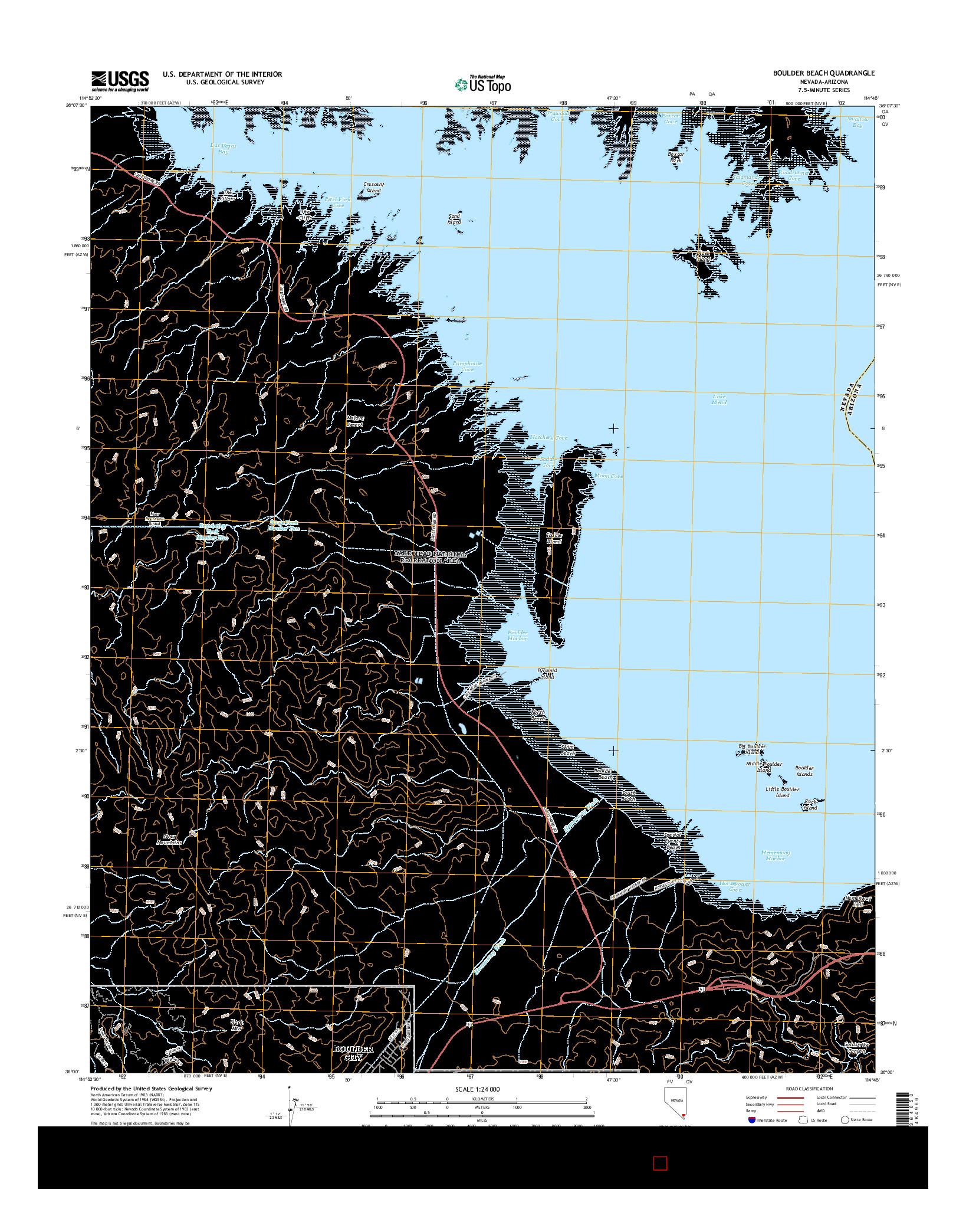USGS US TOPO 7.5-MINUTE MAP FOR BOULDER BEACH, NV-AZ 2015
