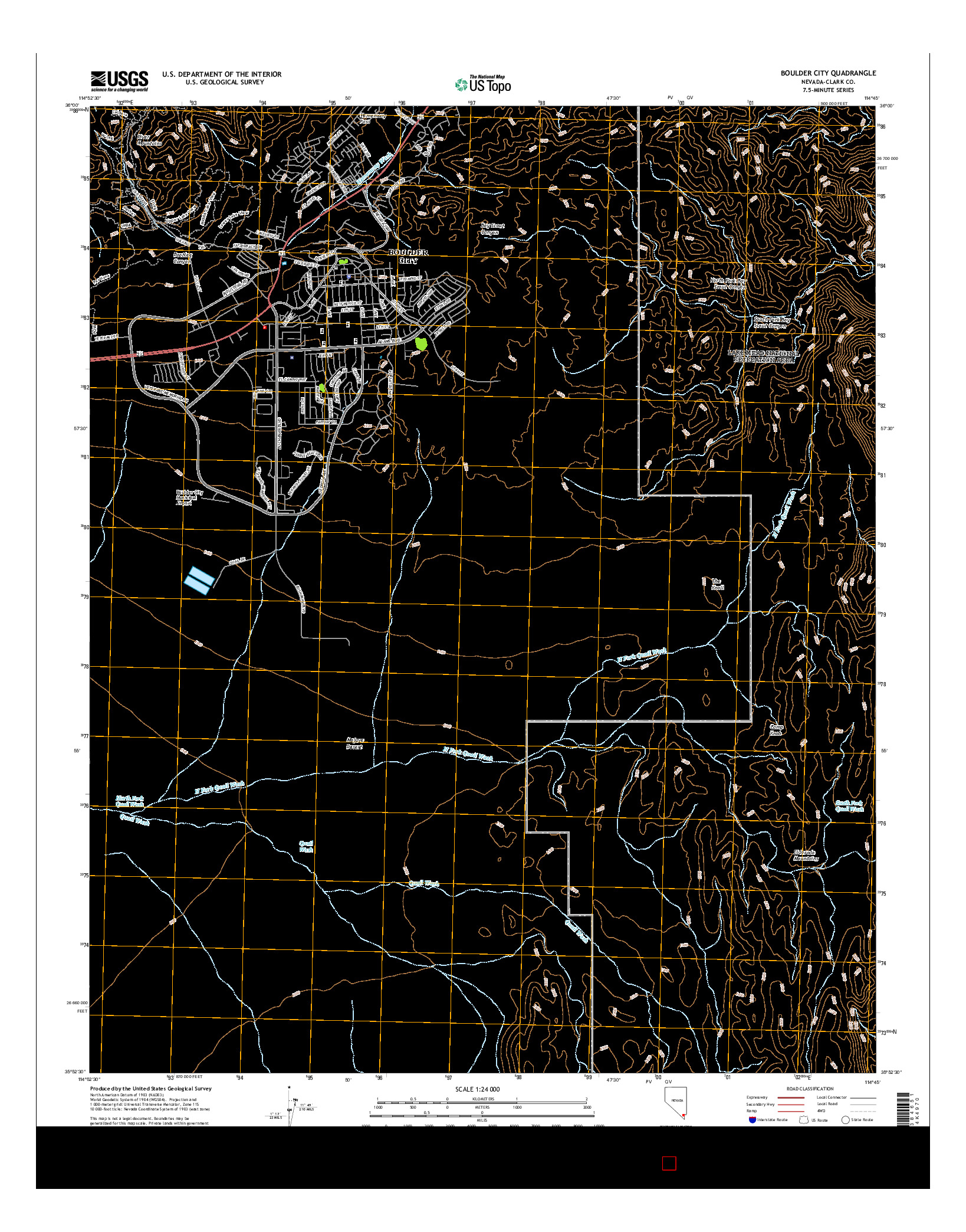 USGS US TOPO 7.5-MINUTE MAP FOR BOULDER CITY, NV 2015