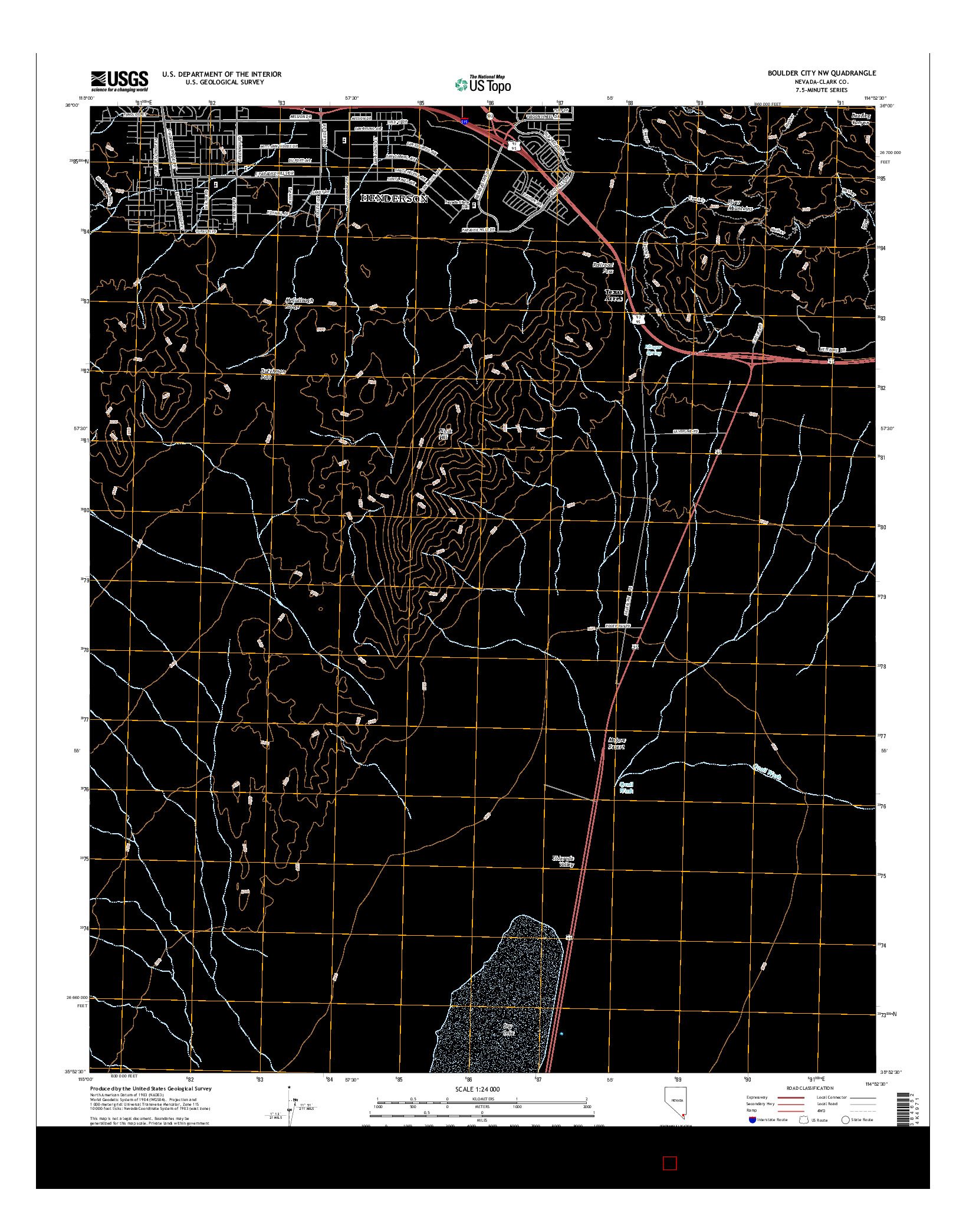 USGS US TOPO 7.5-MINUTE MAP FOR BOULDER CITY NW, NV 2015