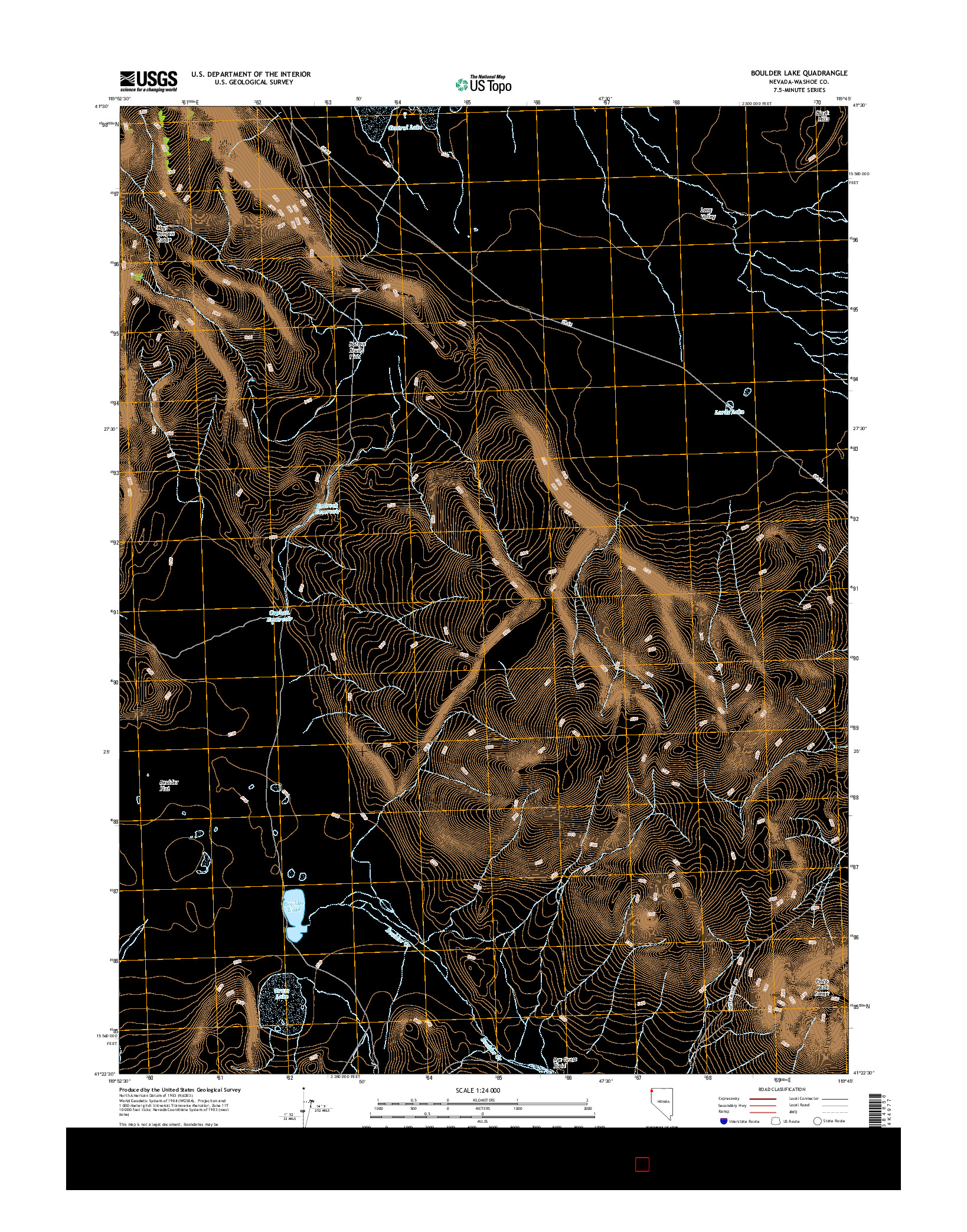 USGS US TOPO 7.5-MINUTE MAP FOR BOULDER LAKE, NV 2015