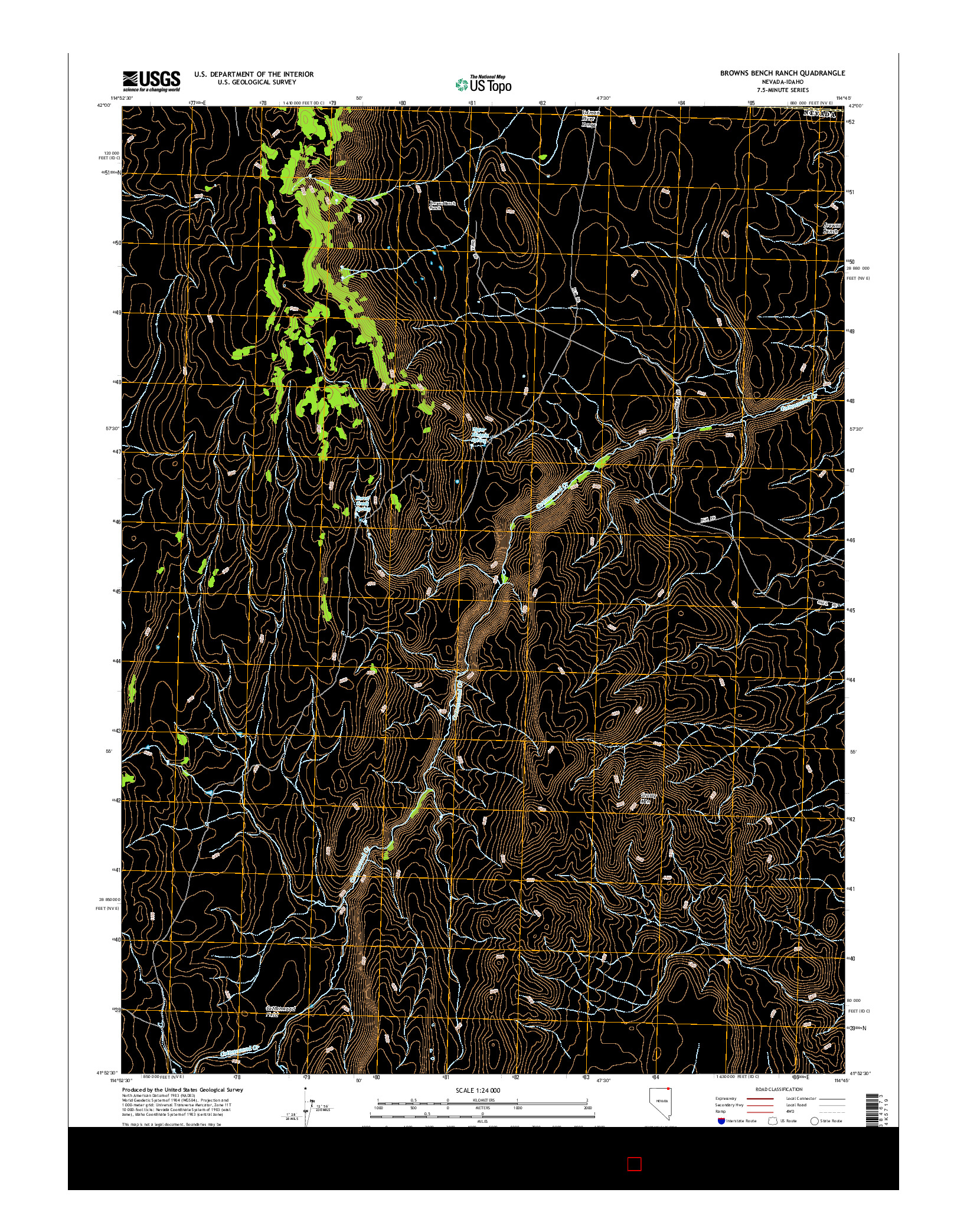 USGS US TOPO 7.5-MINUTE MAP FOR BROWNS BENCH RANCH, NV-ID 2015