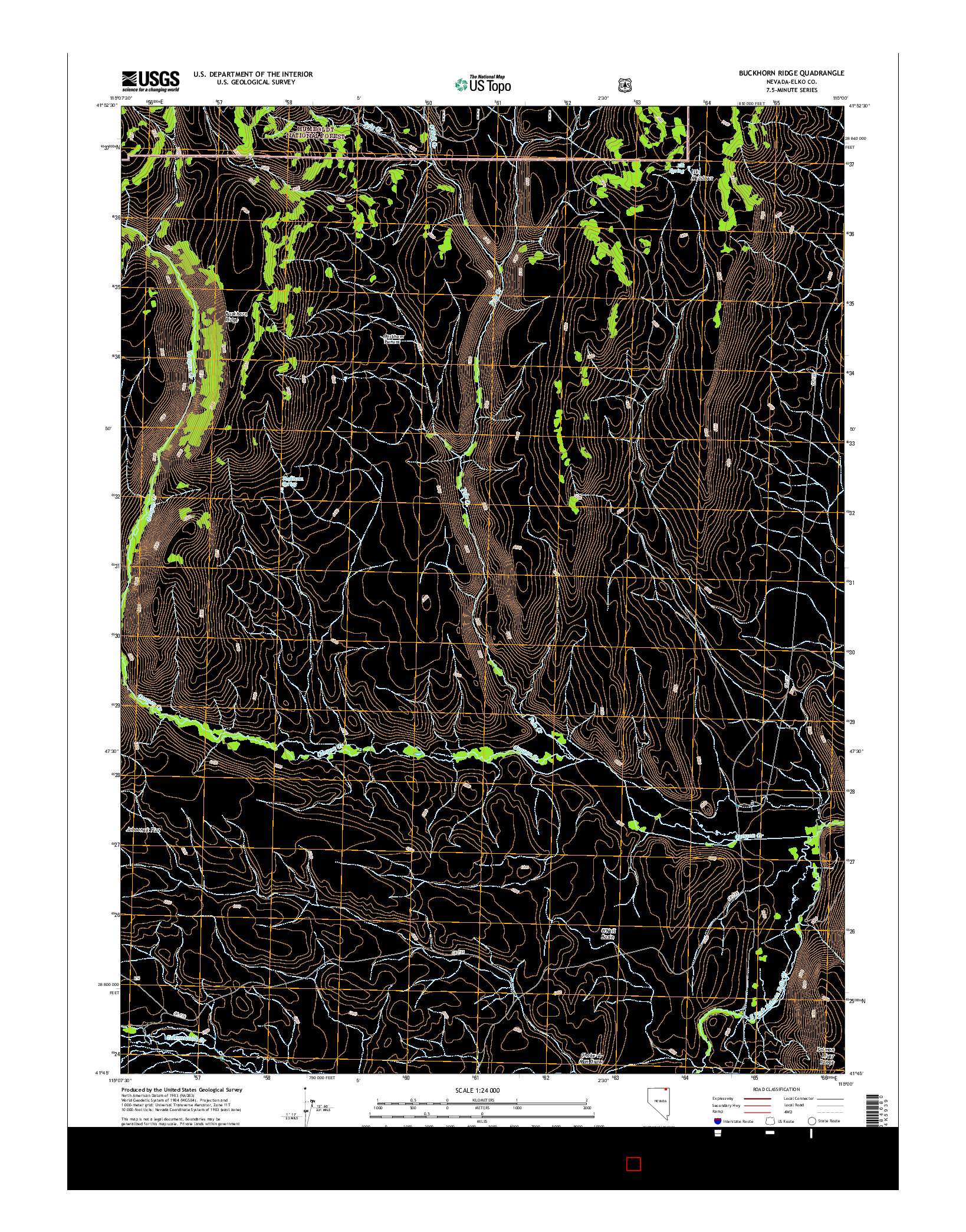 USGS US TOPO 7.5-MINUTE MAP FOR BUCKHORN RIDGE, NV 2015