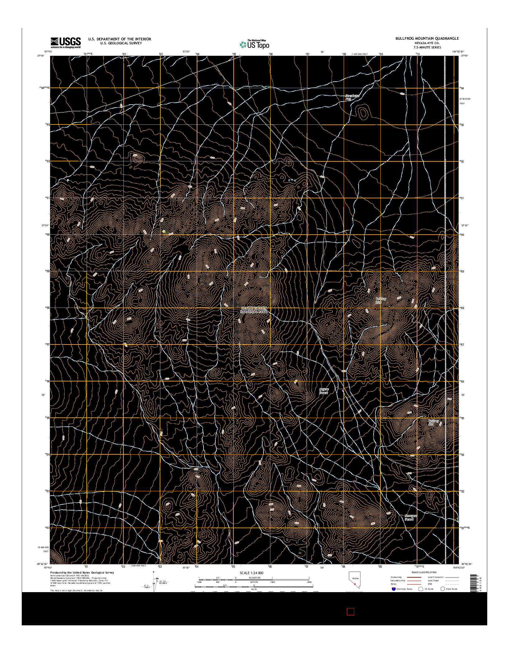 USGS US TOPO 7.5-MINUTE MAP FOR BULLFROG MOUNTAIN, NV 2015