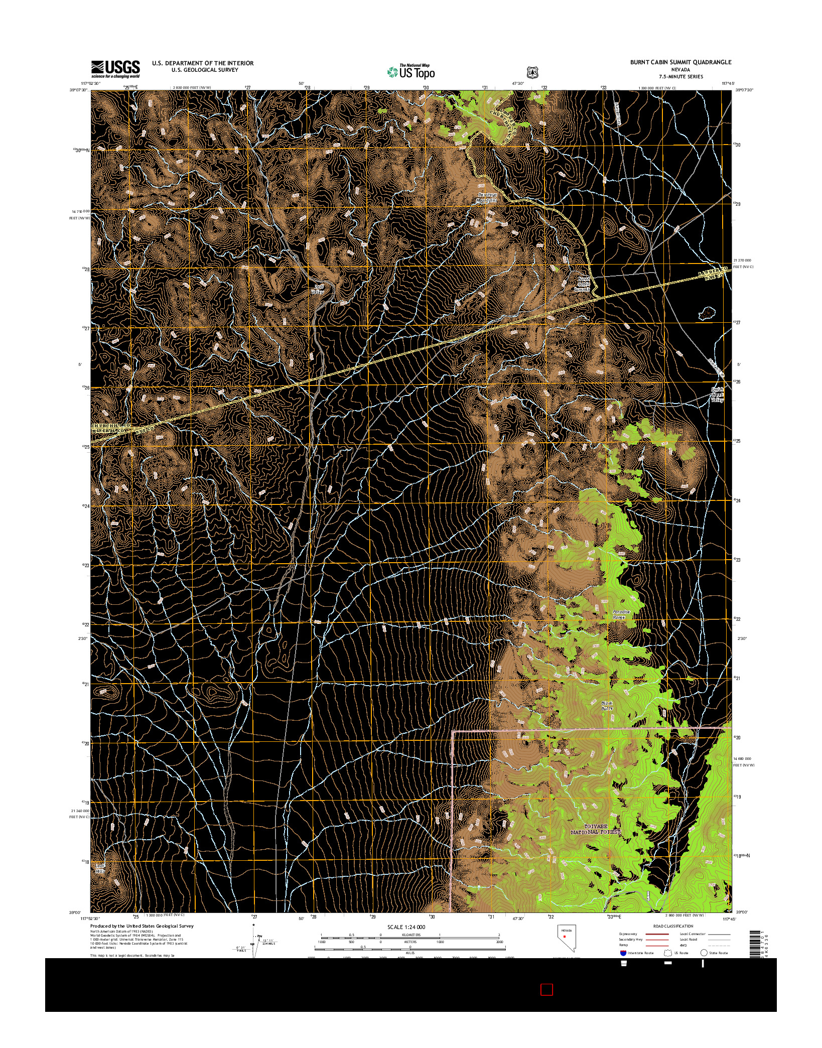 USGS US TOPO 7.5-MINUTE MAP FOR BURNT CABIN SUMMIT, NV 2015