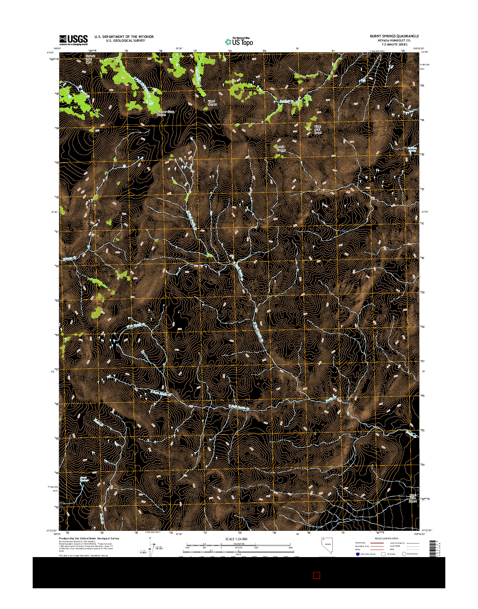 USGS US TOPO 7.5-MINUTE MAP FOR BURNT SPRINGS, NV 2015