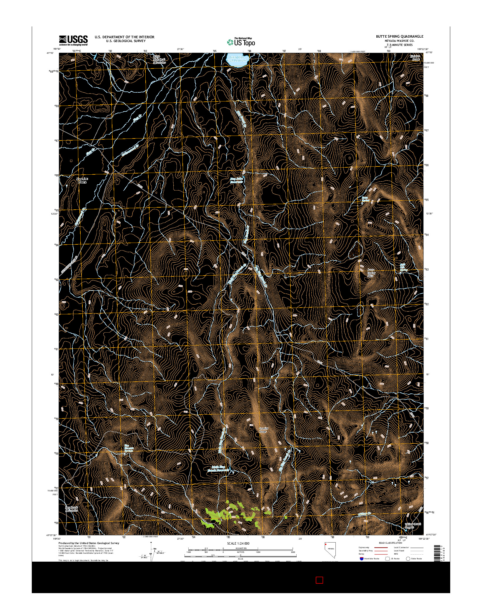 USGS US TOPO 7.5-MINUTE MAP FOR BUTTE SPRING, NV 2015