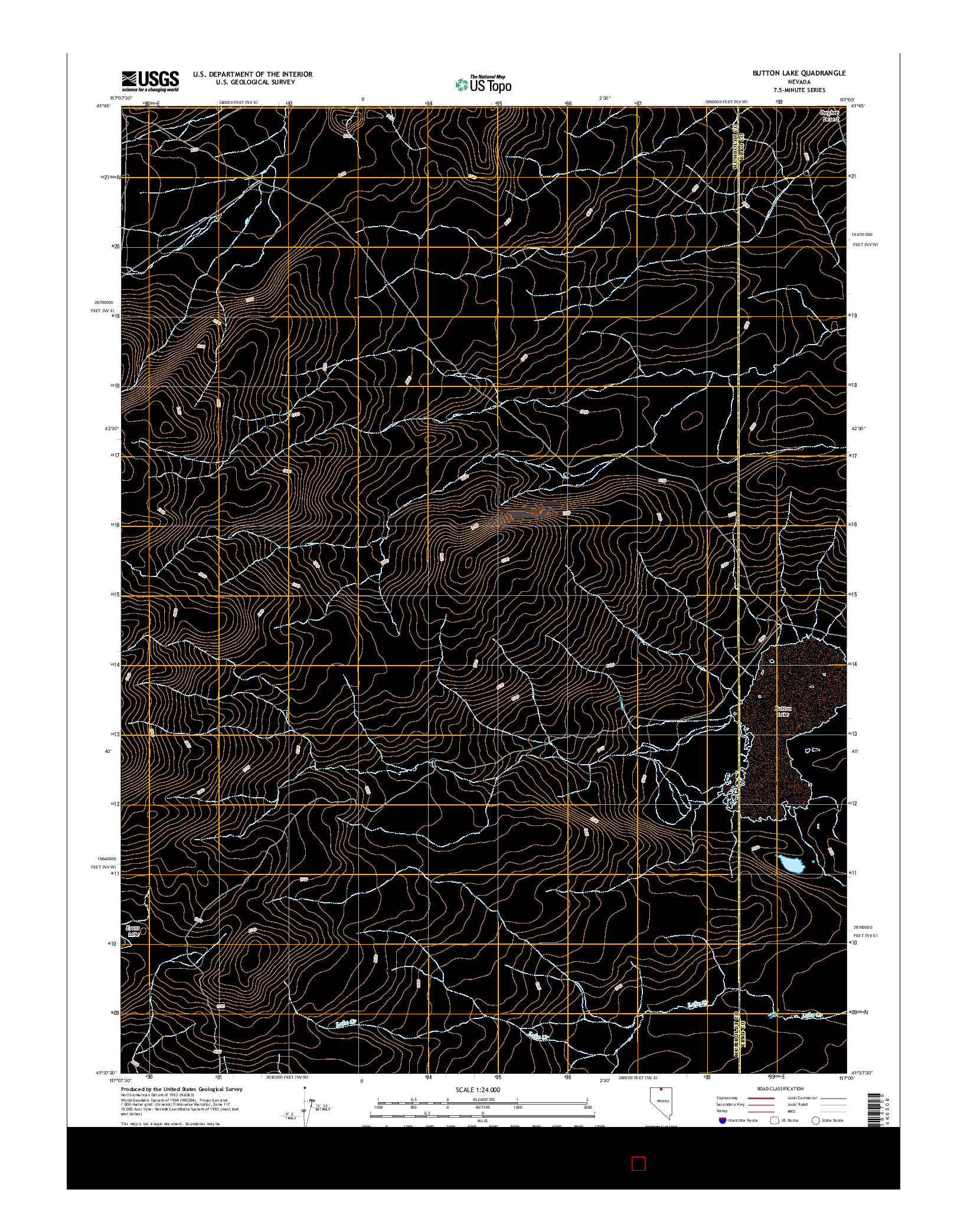 USGS US TOPO 7.5-MINUTE MAP FOR BUTTON LAKE, NV 2015