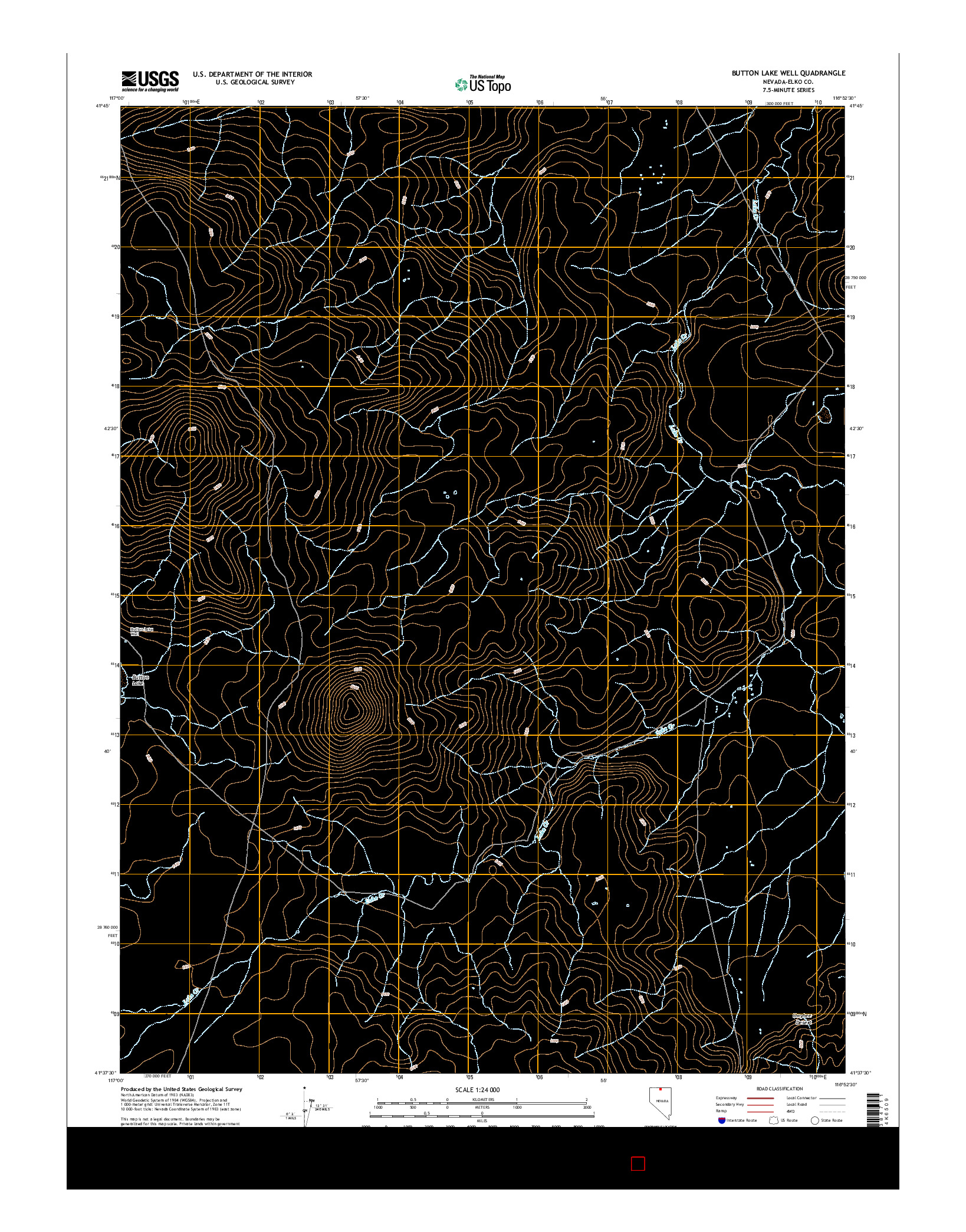 USGS US TOPO 7.5-MINUTE MAP FOR BUTTON LAKE WELL, NV 2015