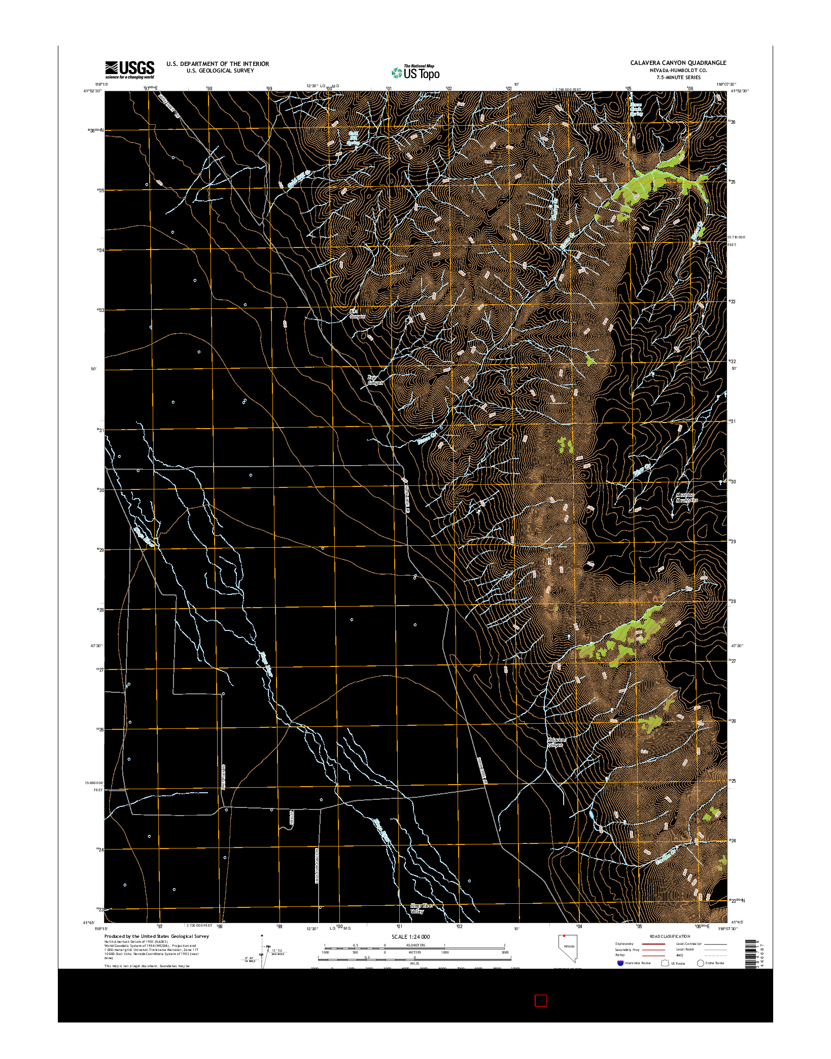 USGS US TOPO 7.5-MINUTE MAP FOR CALAVERA CANYON, NV 2015