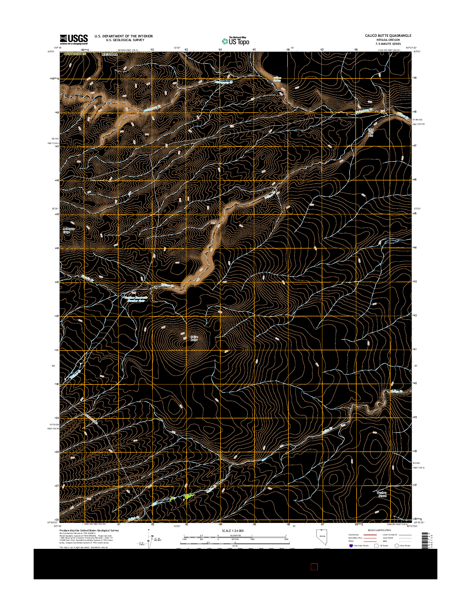 USGS US TOPO 7.5-MINUTE MAP FOR CALICO BUTTE, NV-OR 2015
