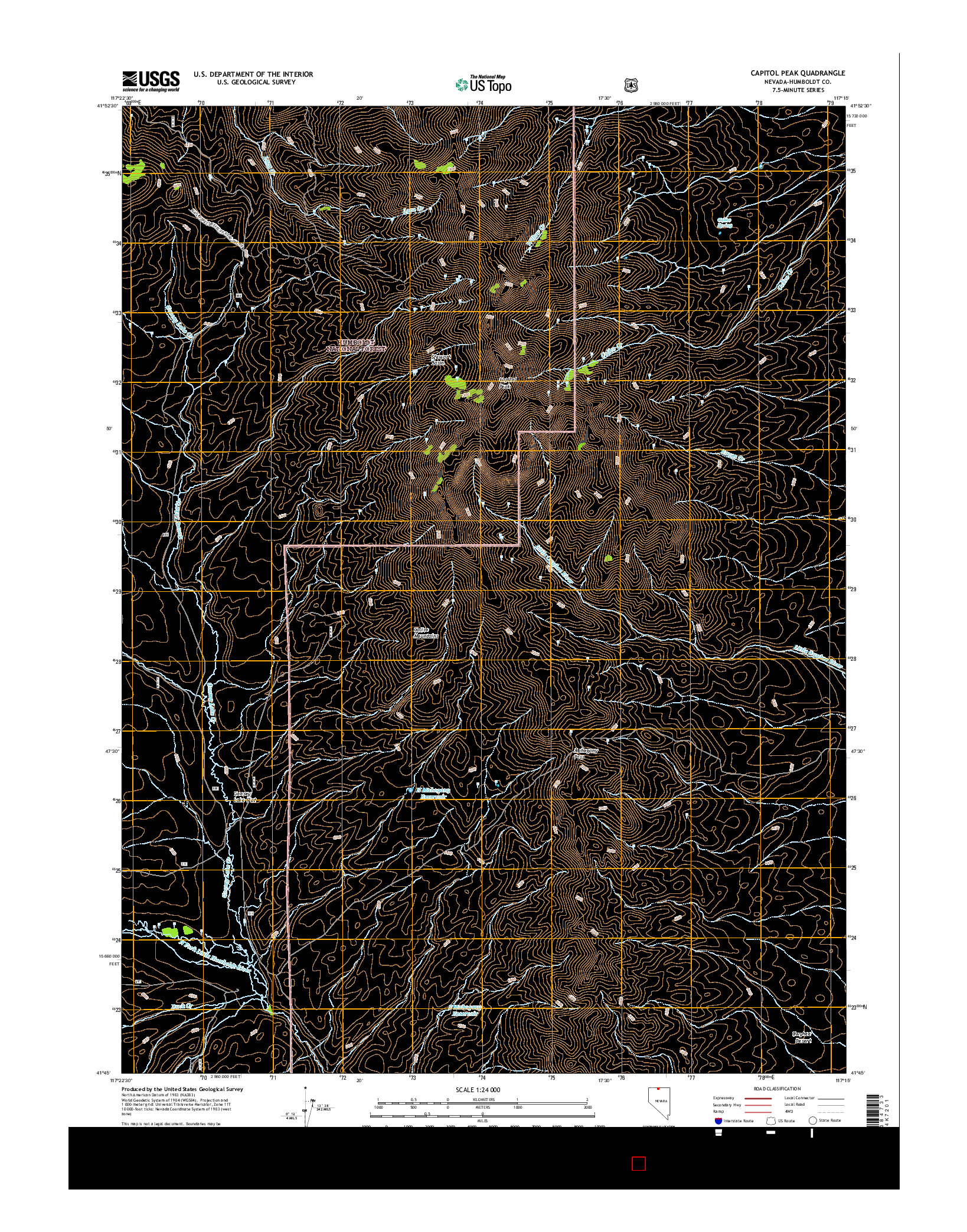USGS US TOPO 7.5-MINUTE MAP FOR CAPITOL PEAK, NV 2015