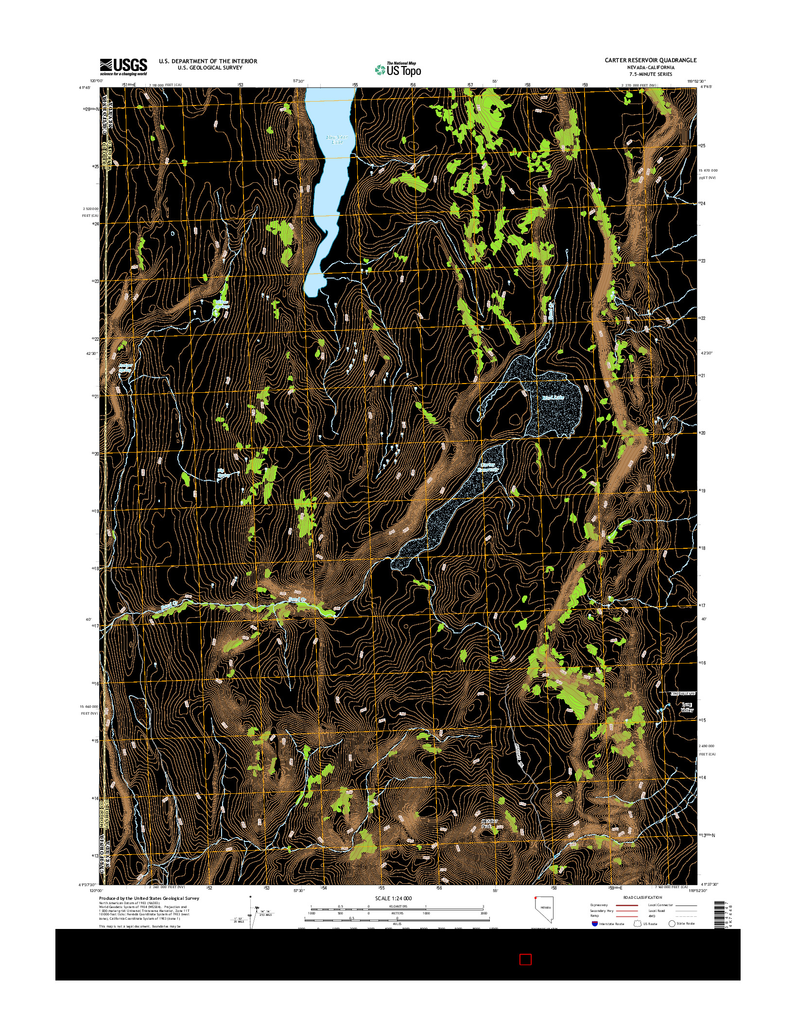 USGS US TOPO 7.5-MINUTE MAP FOR CARTER RESERVOIR, NV-CA 2015