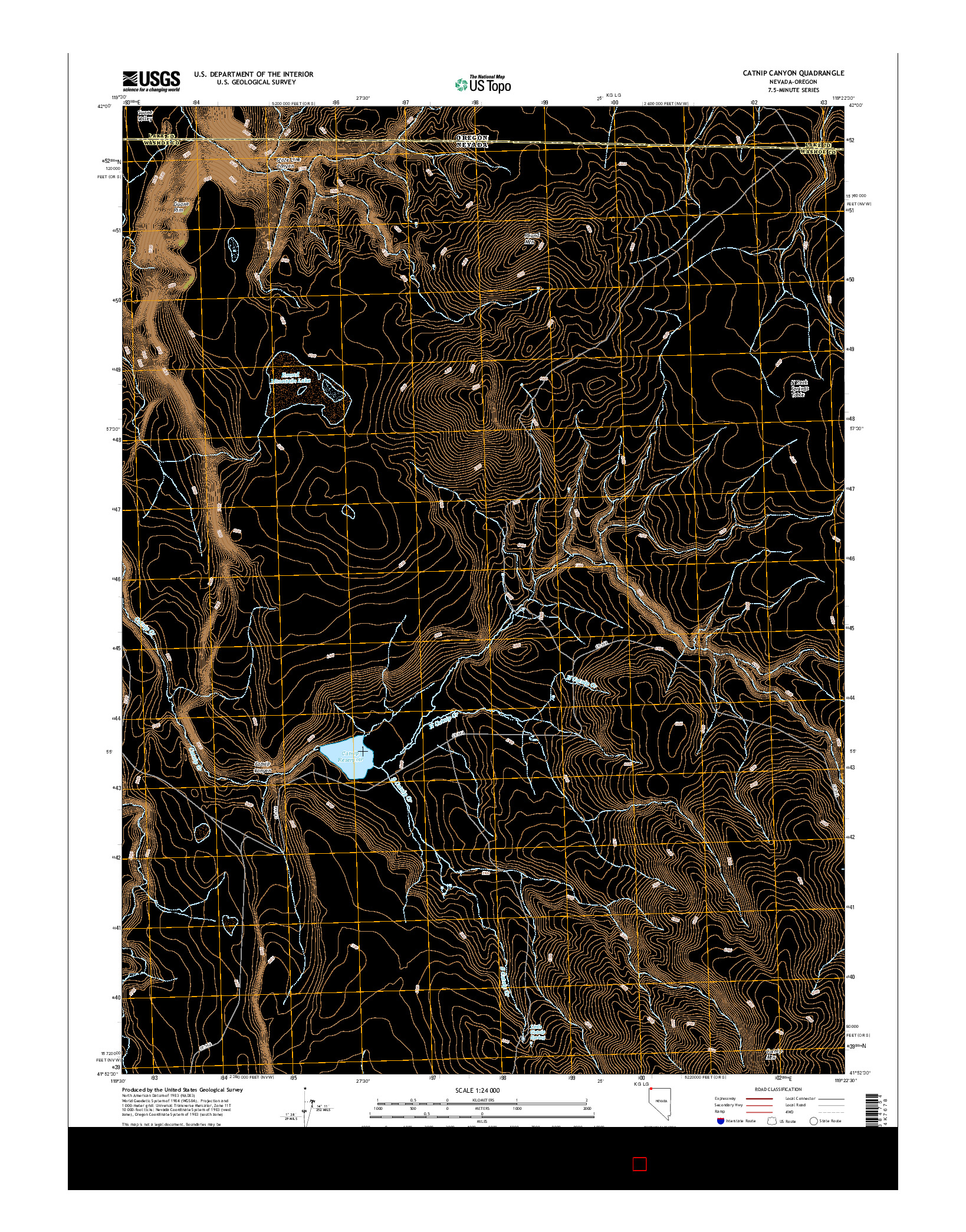 USGS US TOPO 7.5-MINUTE MAP FOR CATNIP CANYON, NV-OR 2015