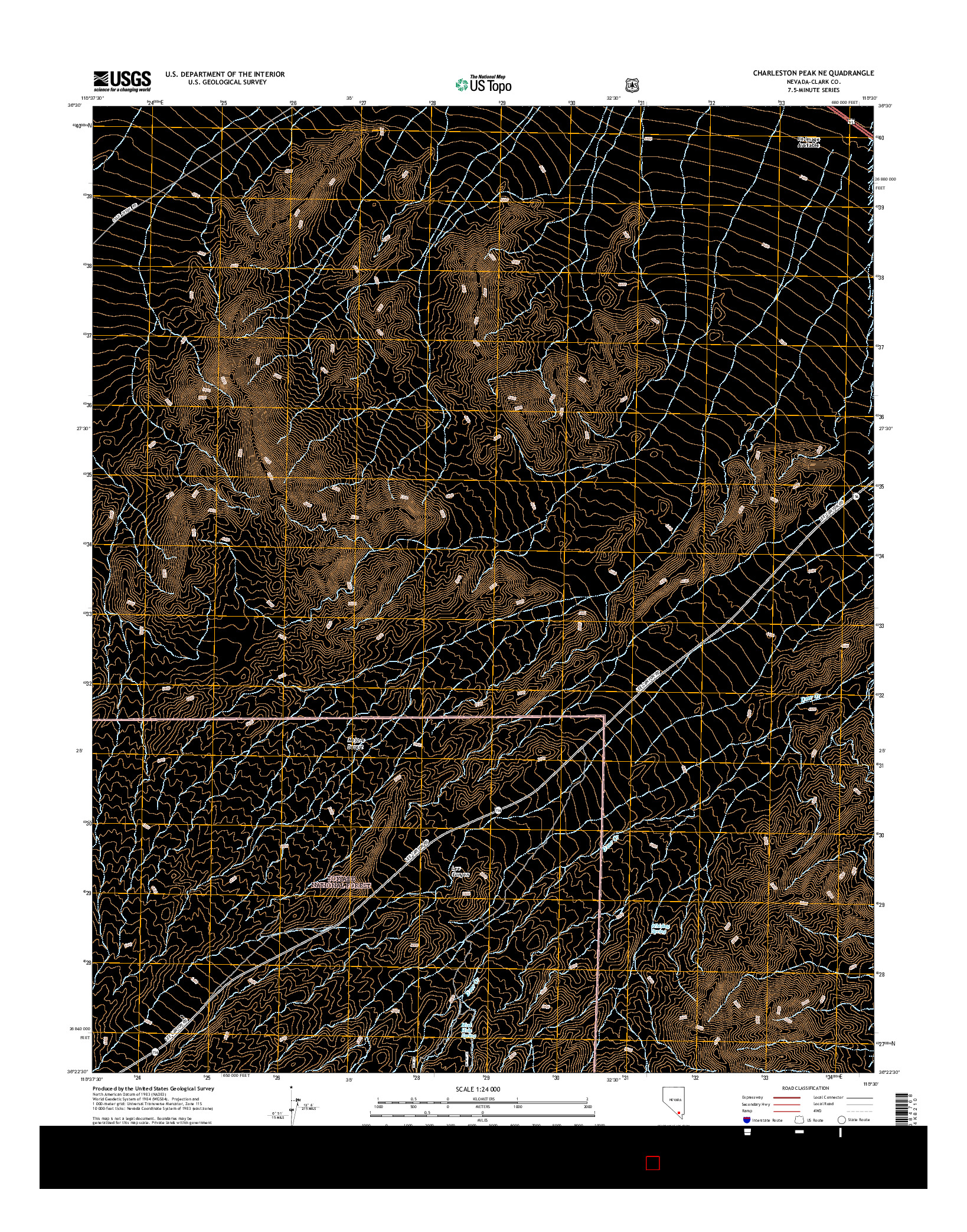 USGS US TOPO 7.5-MINUTE MAP FOR CHARLESTON PEAK NE, NV 2015