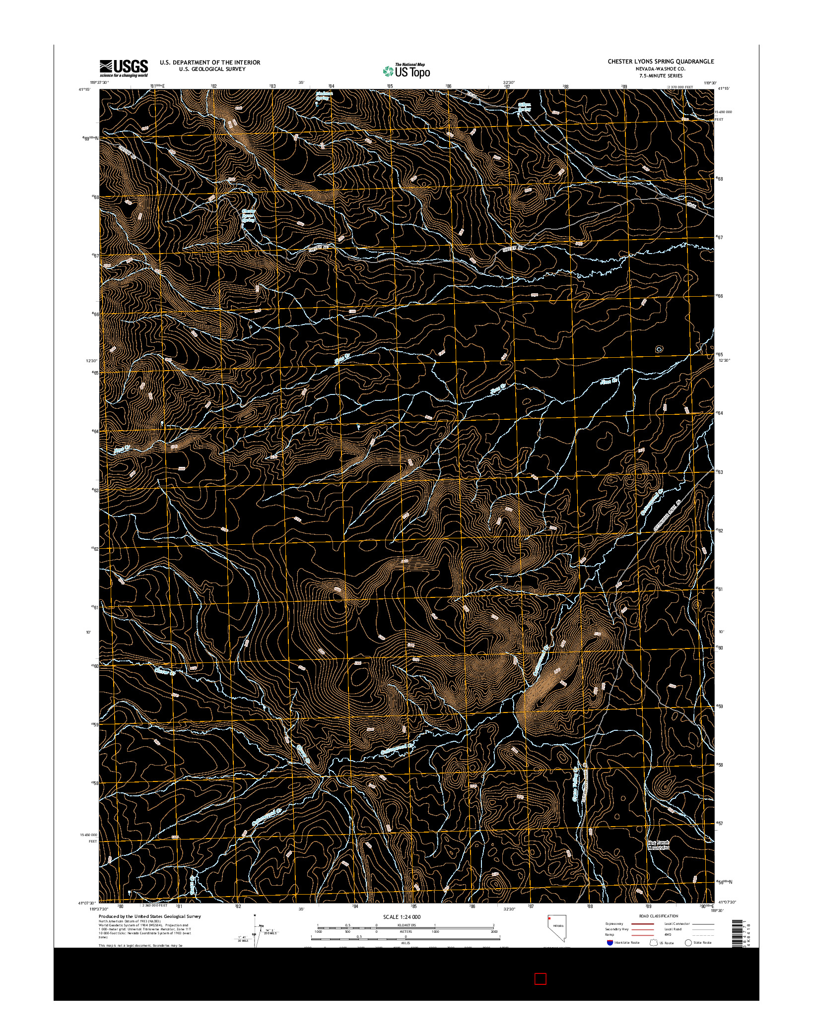 USGS US TOPO 7.5-MINUTE MAP FOR CHESTER LYONS SPRING, NV 2015