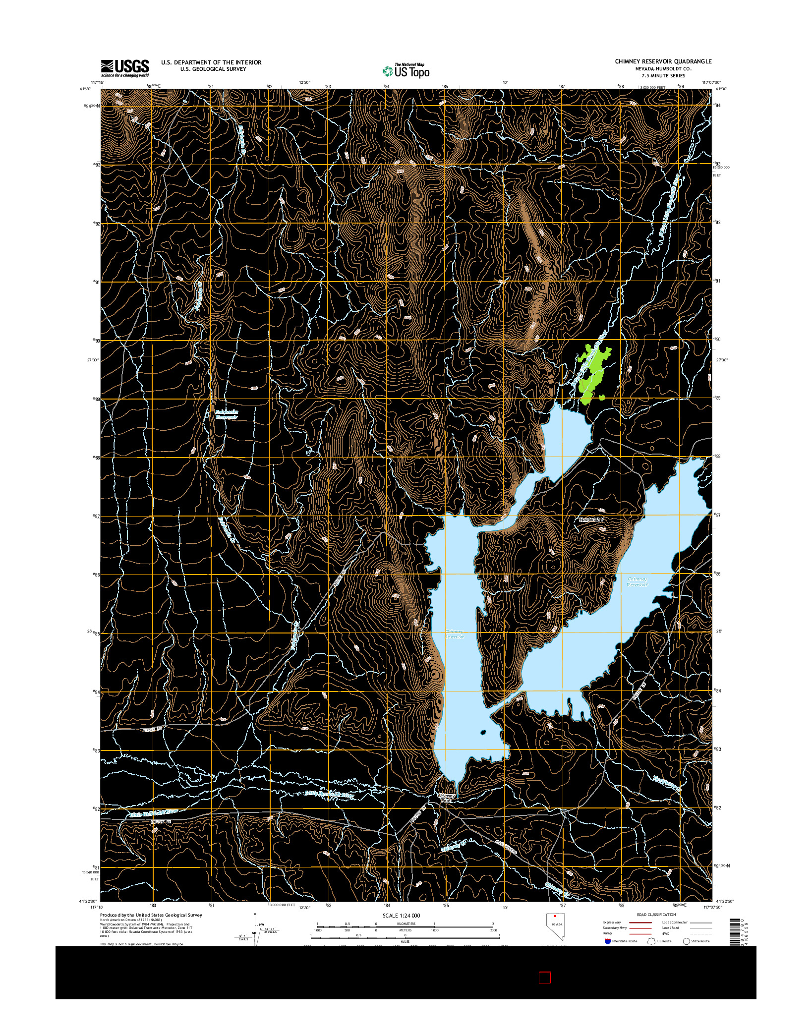 USGS US TOPO 7.5-MINUTE MAP FOR CHIMNEY RESERVOIR, NV 2015
