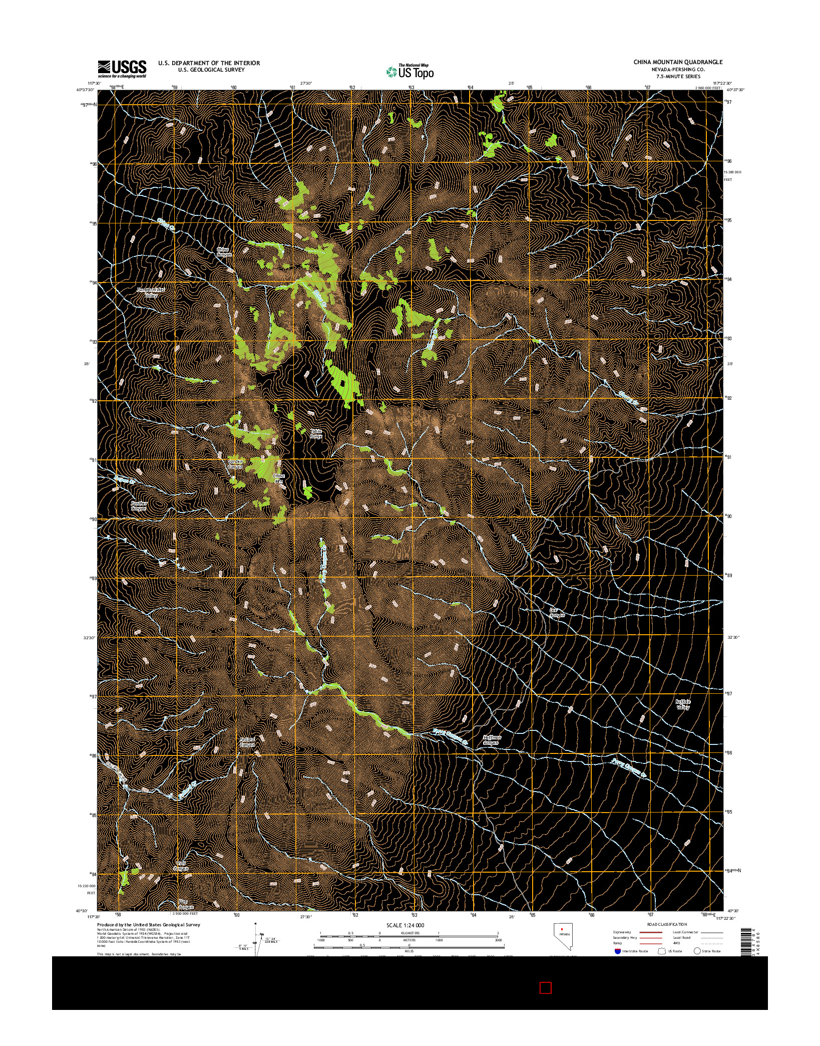 USGS US TOPO 7.5-MINUTE MAP FOR CHINA MOUNTAIN, NV 2015