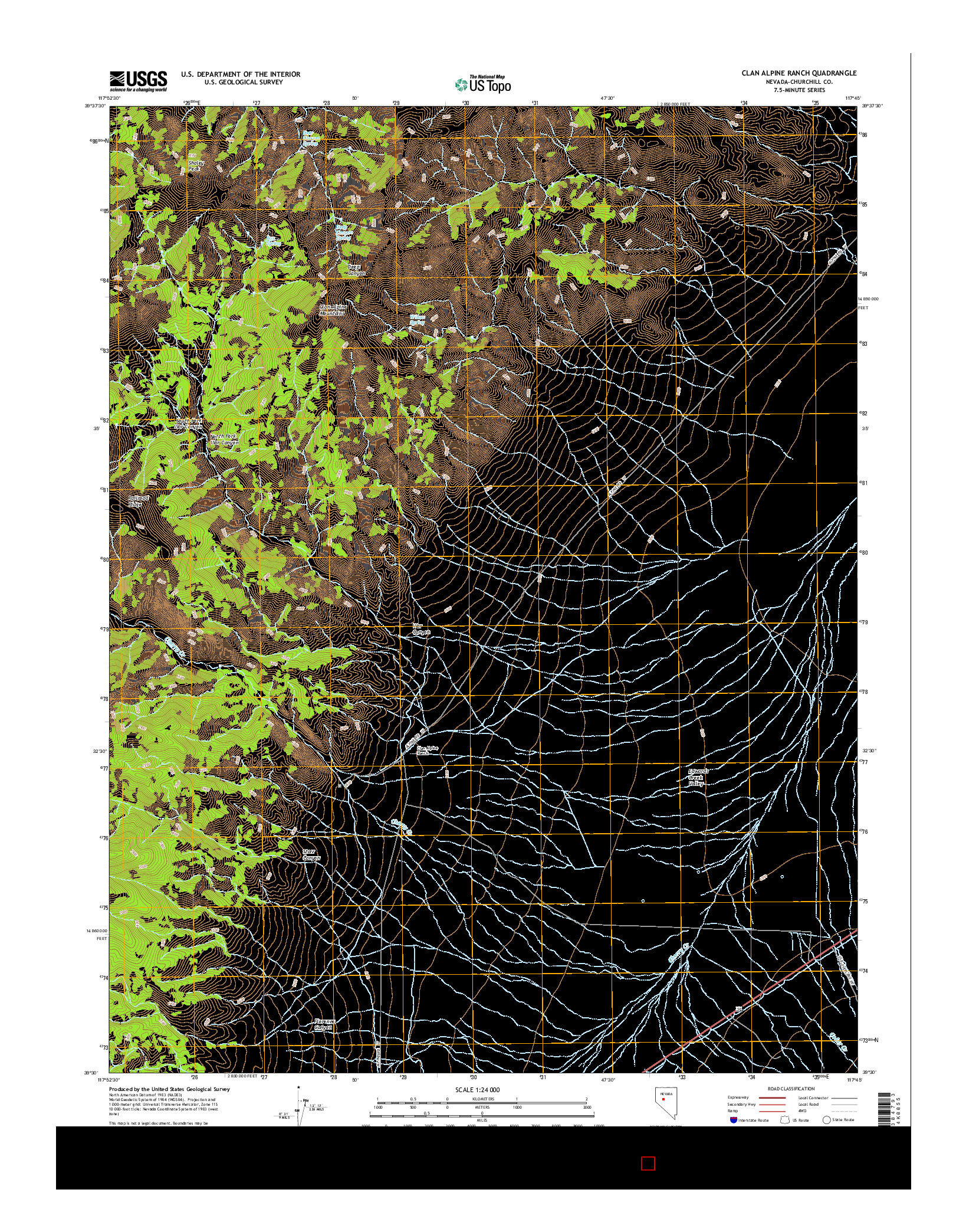 USGS US TOPO 7.5-MINUTE MAP FOR CLAN ALPINE RANCH, NV 2015