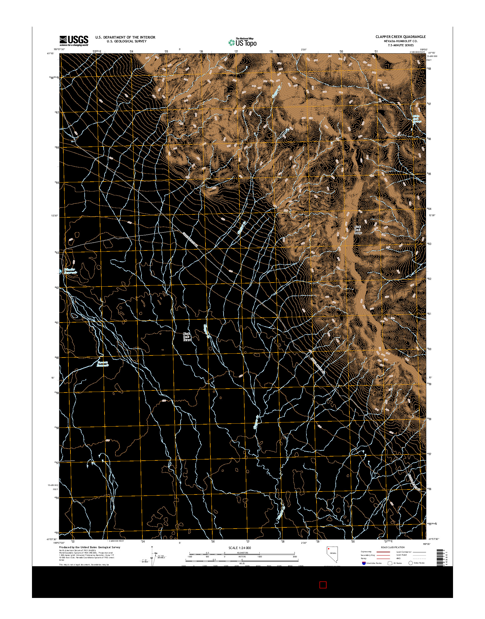 USGS US TOPO 7.5-MINUTE MAP FOR CLAPPER CREEK, NV 2015