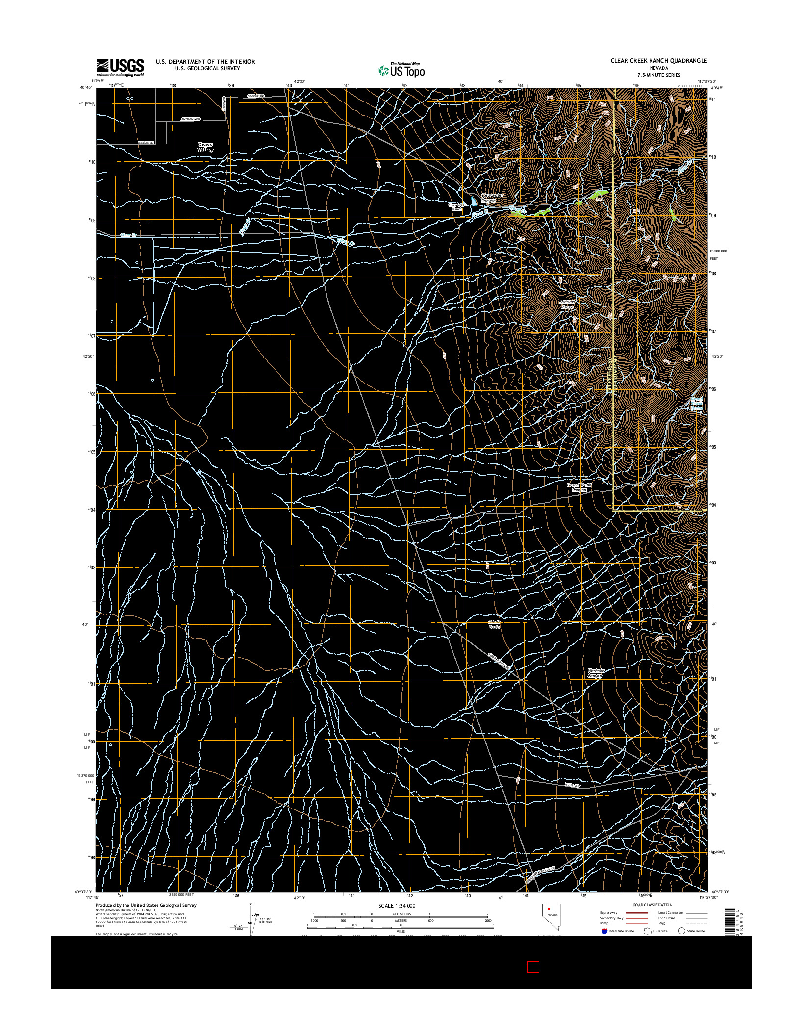 USGS US TOPO 7.5-MINUTE MAP FOR CLEAR CREEK RANCH, NV 2015