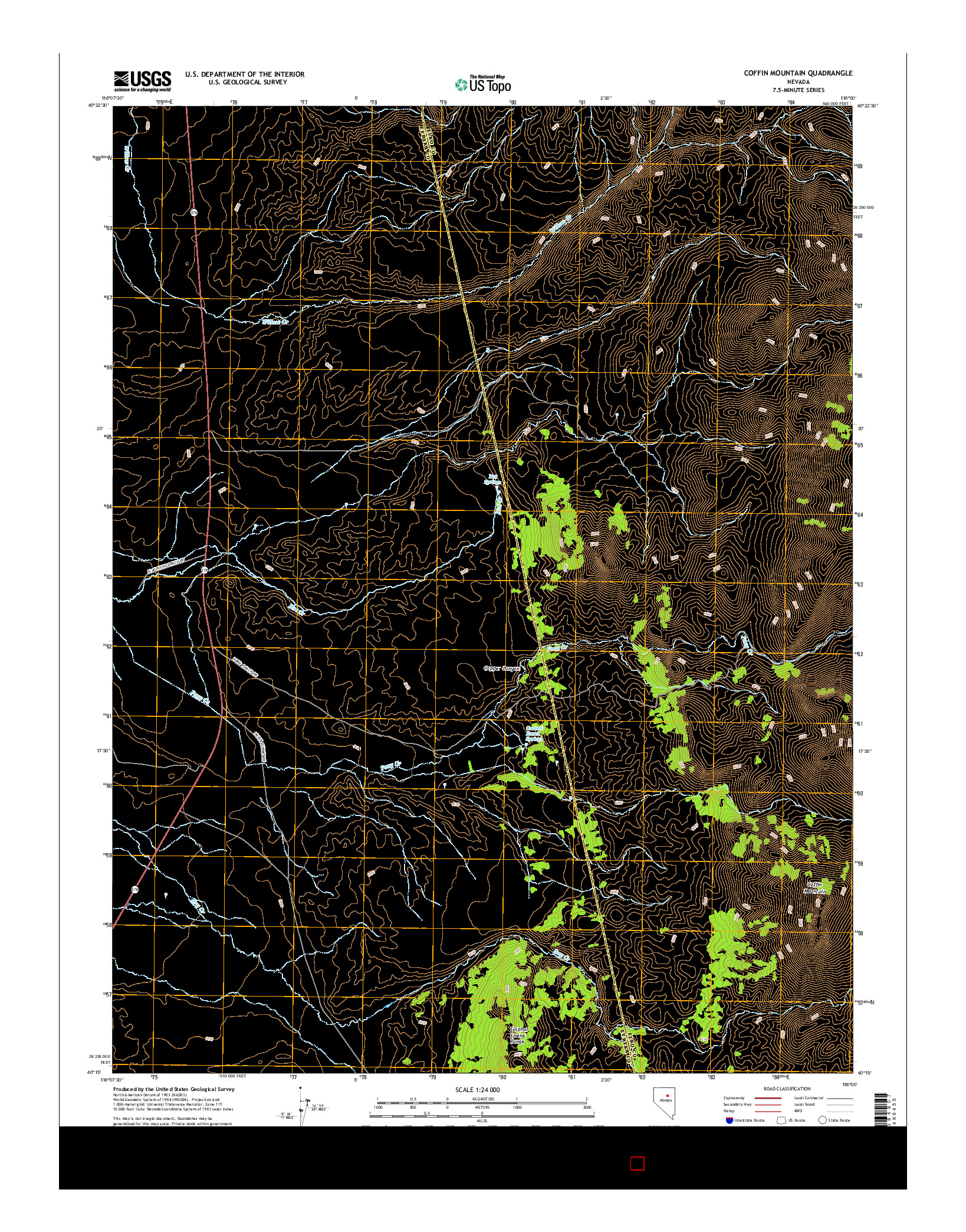USGS US TOPO 7.5-MINUTE MAP FOR COFFIN MOUNTAIN, NV 2015
