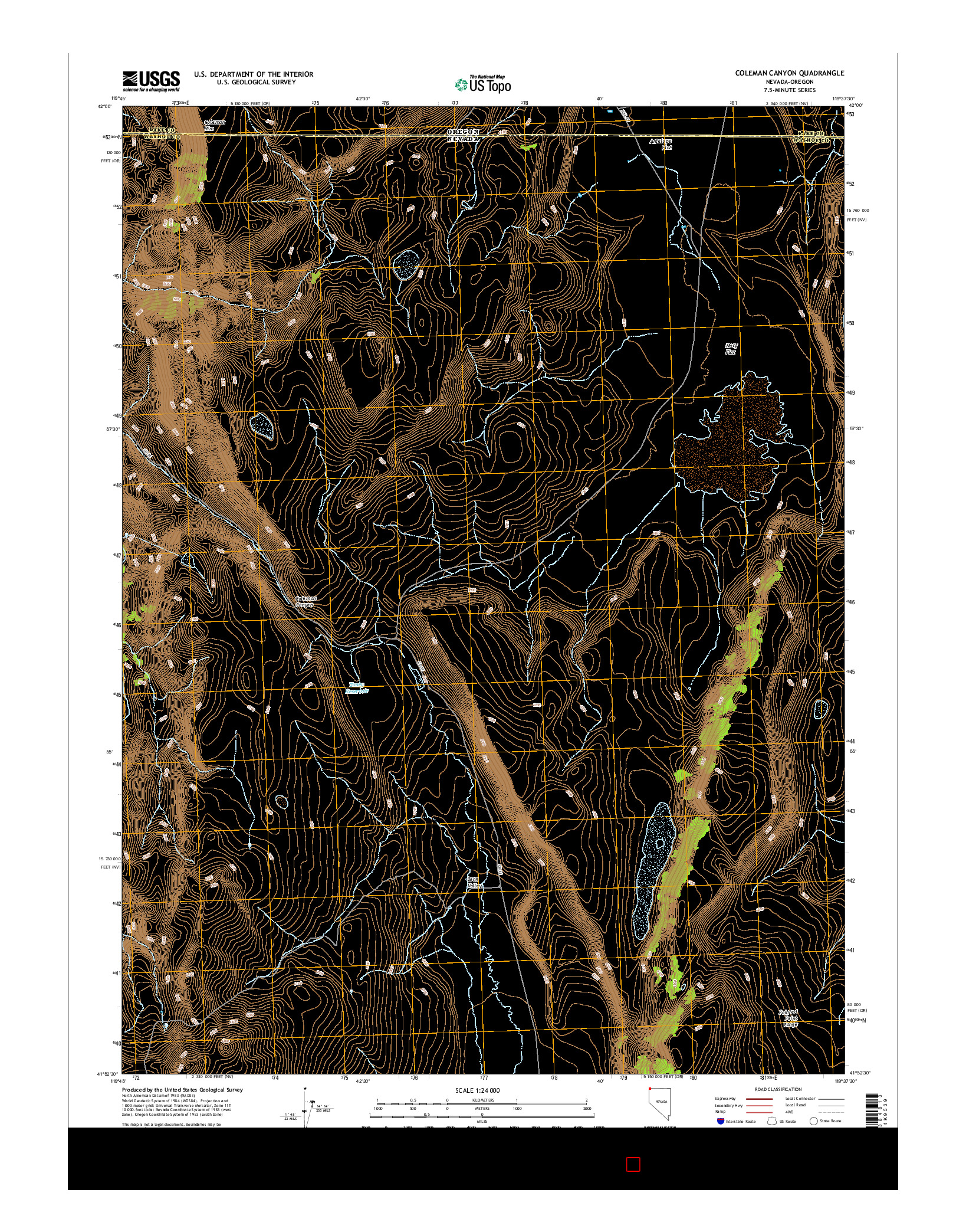 USGS US TOPO 7.5-MINUTE MAP FOR COLEMAN CANYON, NV-OR 2015