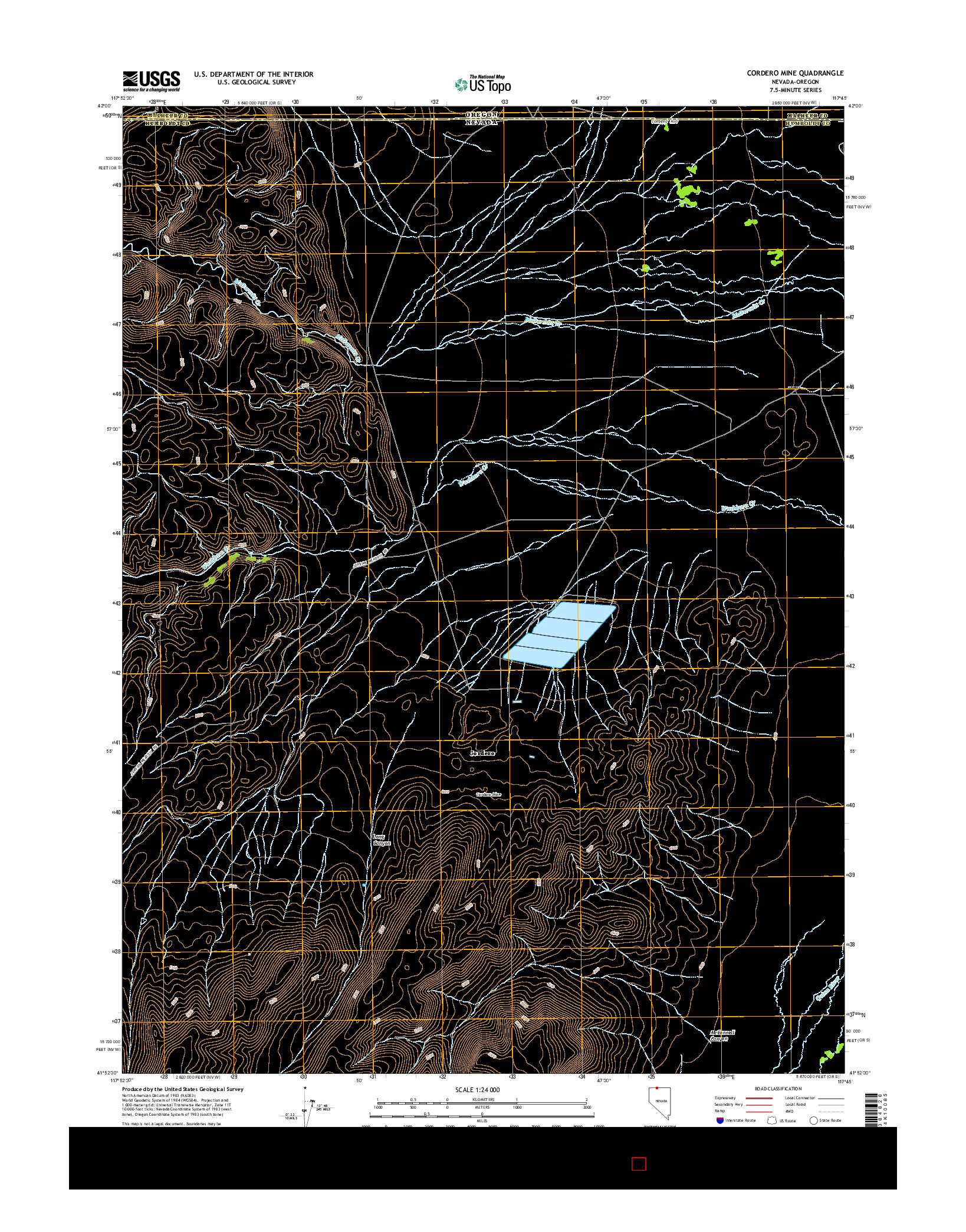 USGS US TOPO 7.5-MINUTE MAP FOR CORDERO MINE, NV-OR 2015