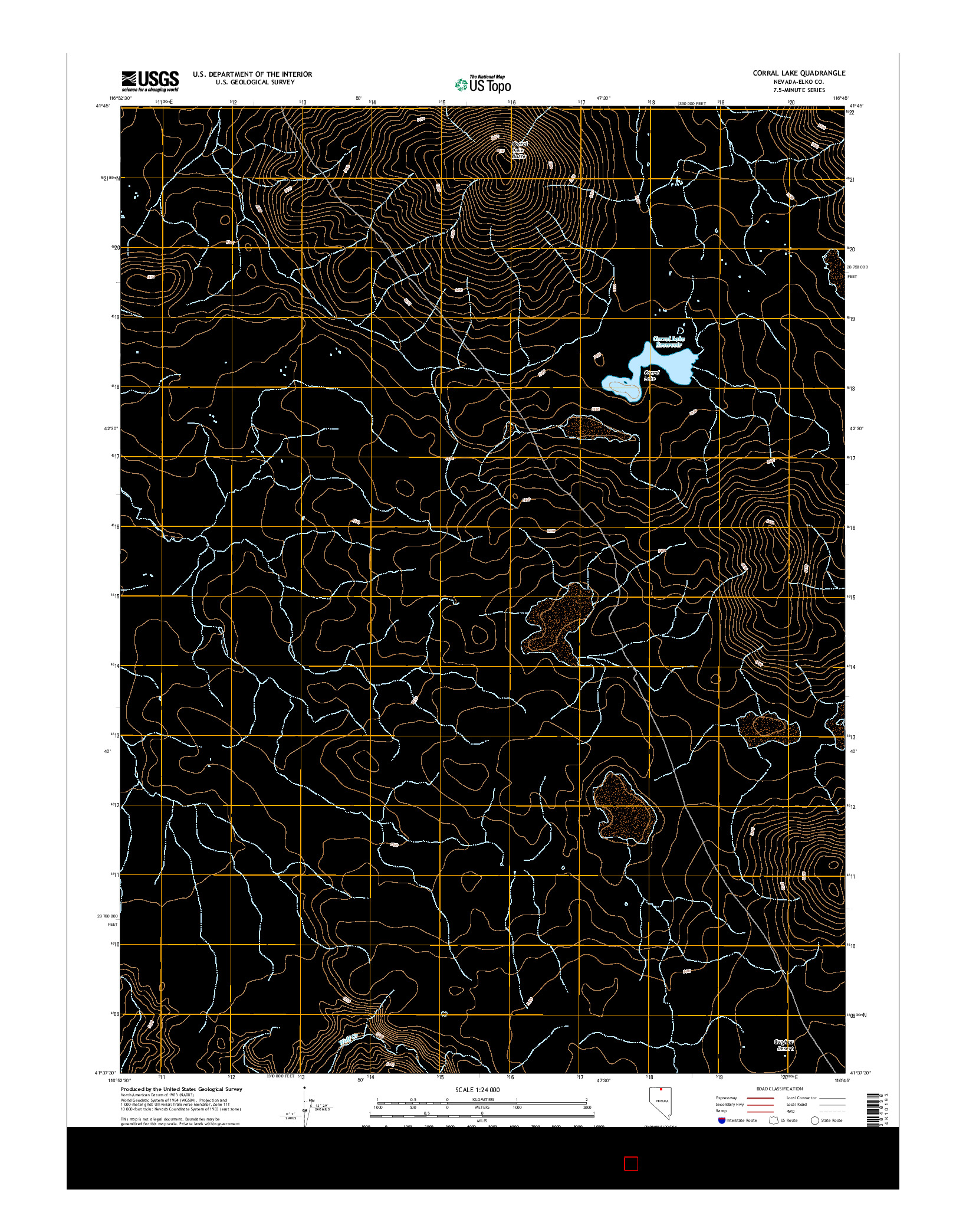 USGS US TOPO 7.5-MINUTE MAP FOR CORRAL LAKE, NV 2015