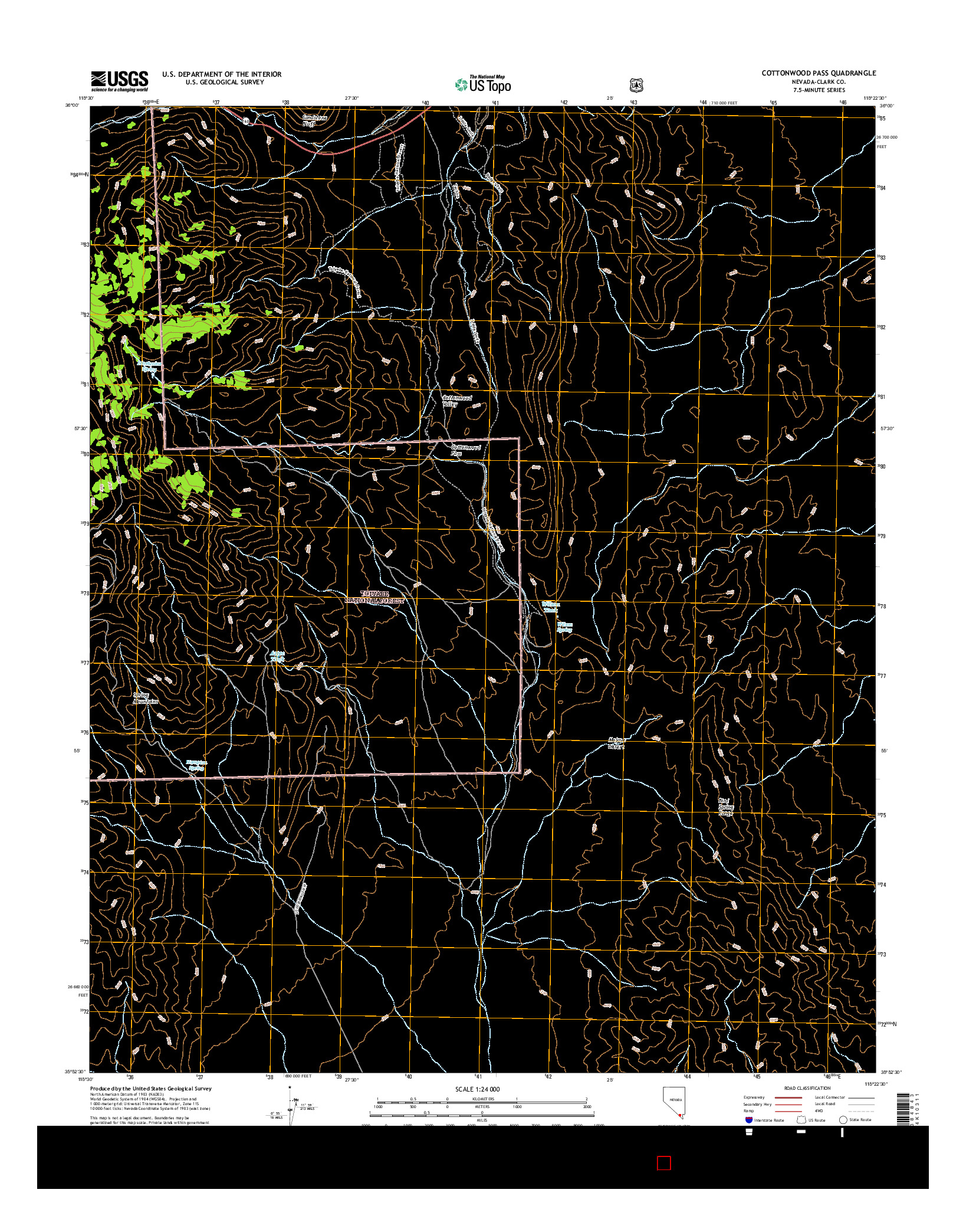 USGS US TOPO 7.5-MINUTE MAP FOR COTTONWOOD PASS, NV 2015