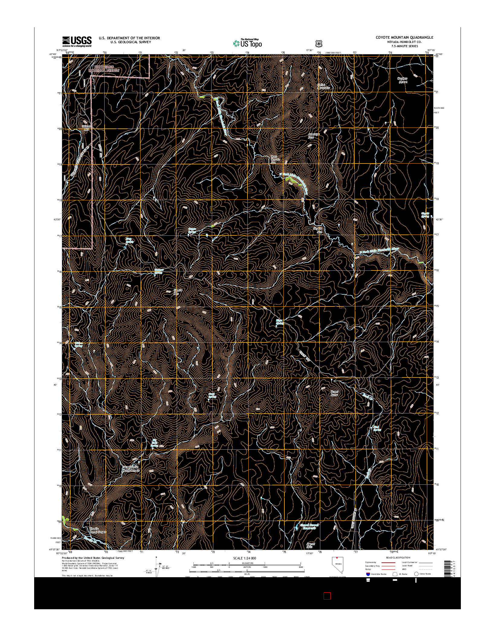 USGS US TOPO 7.5-MINUTE MAP FOR COYOTE MOUNTAIN, NV 2015