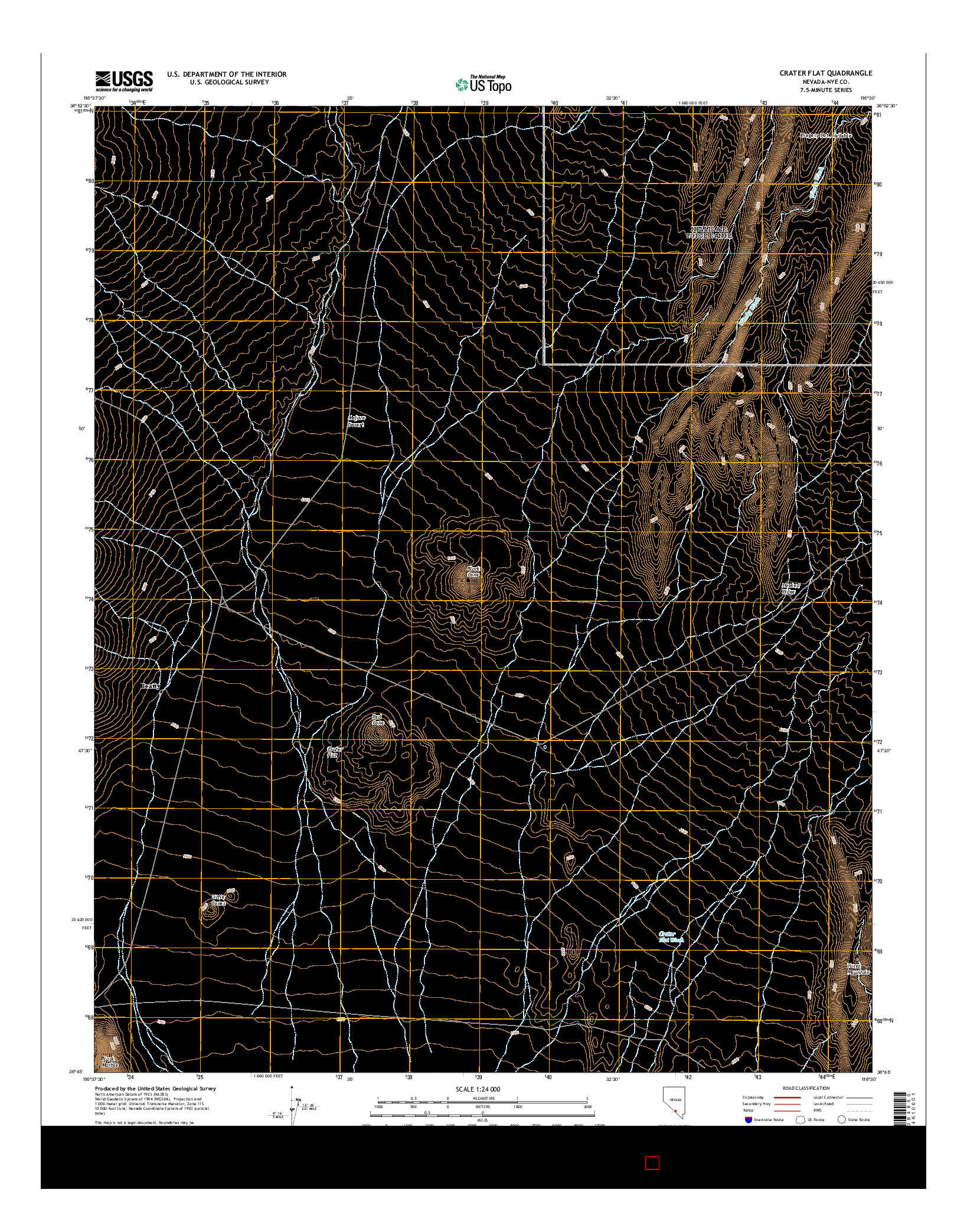 USGS US TOPO 7.5-MINUTE MAP FOR CRATER FLAT, NV 2015